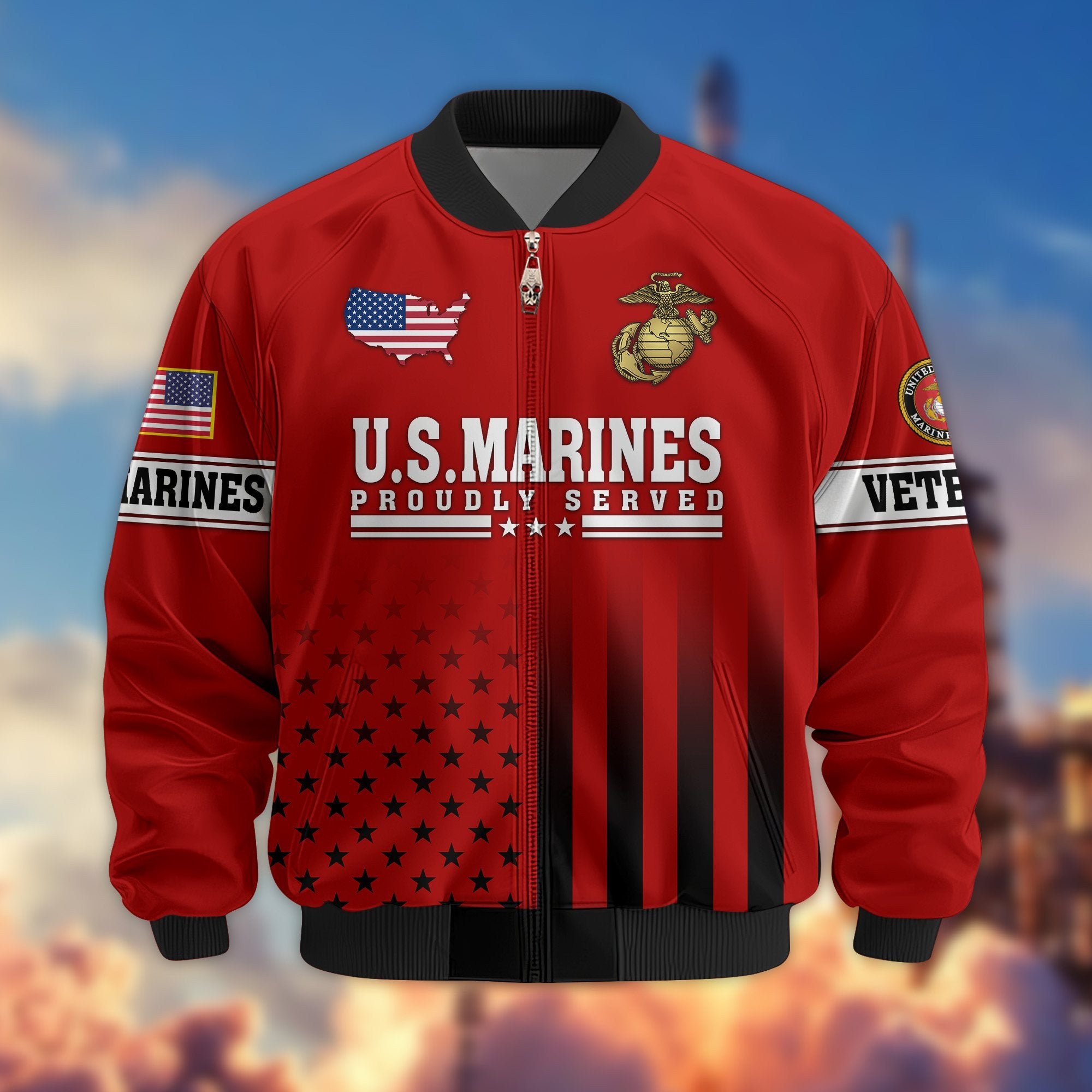 Premium Proudly Served US Veterans Bomber Jacket BPVC130901, Gifts For US Veterans, Gifts For Veterans Day