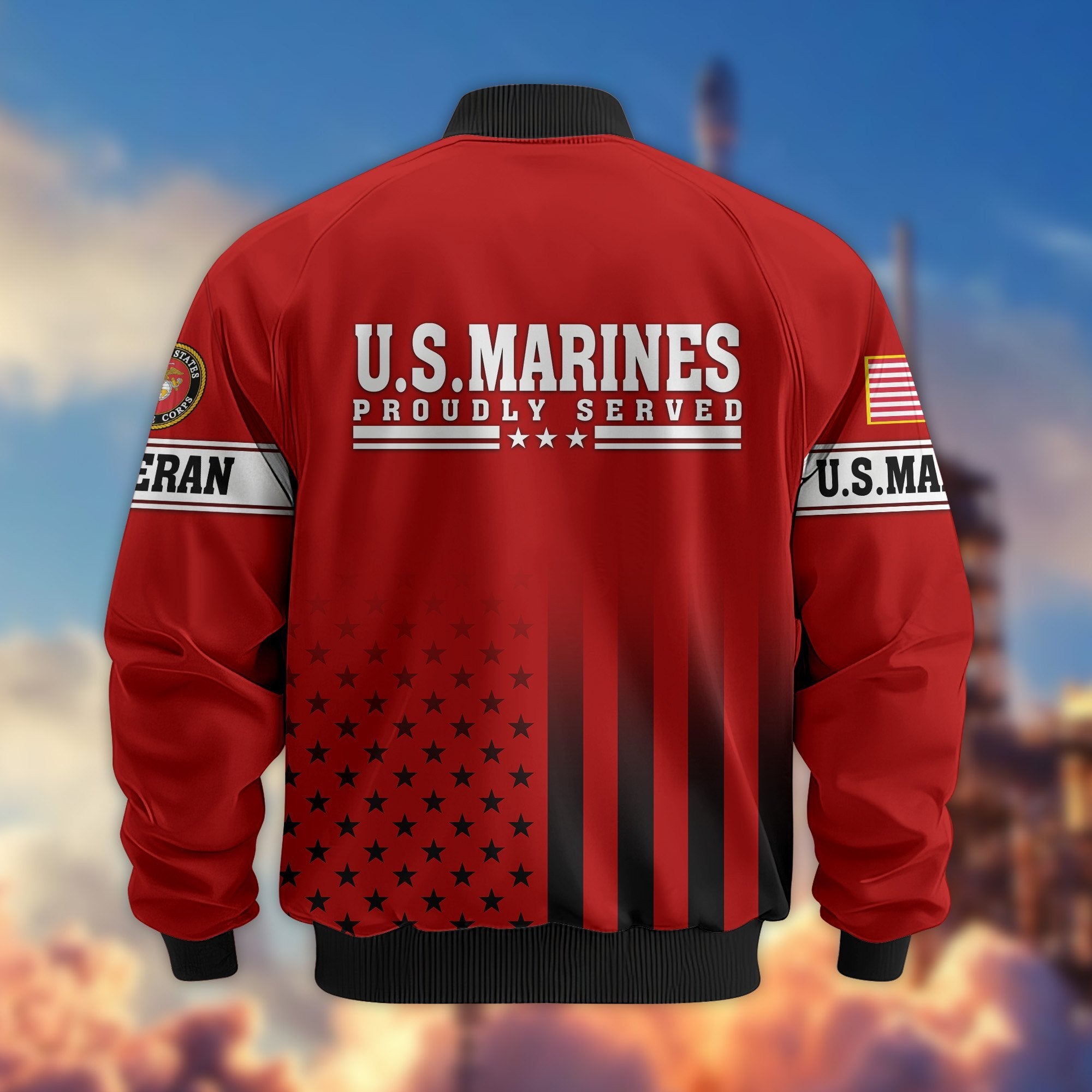 Premium Proudly Served US Veterans Bomber Jacket BPVC130901, Gifts For US Veterans, Gifts For Veterans Day