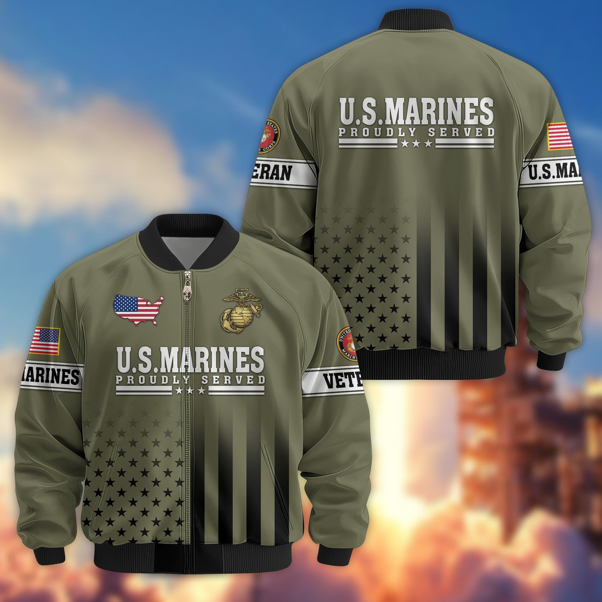 Premium Proudly Served US Veterans Bomber Jacket BPVC130901, Gifts For US Veterans, Gifts For Veterans Day