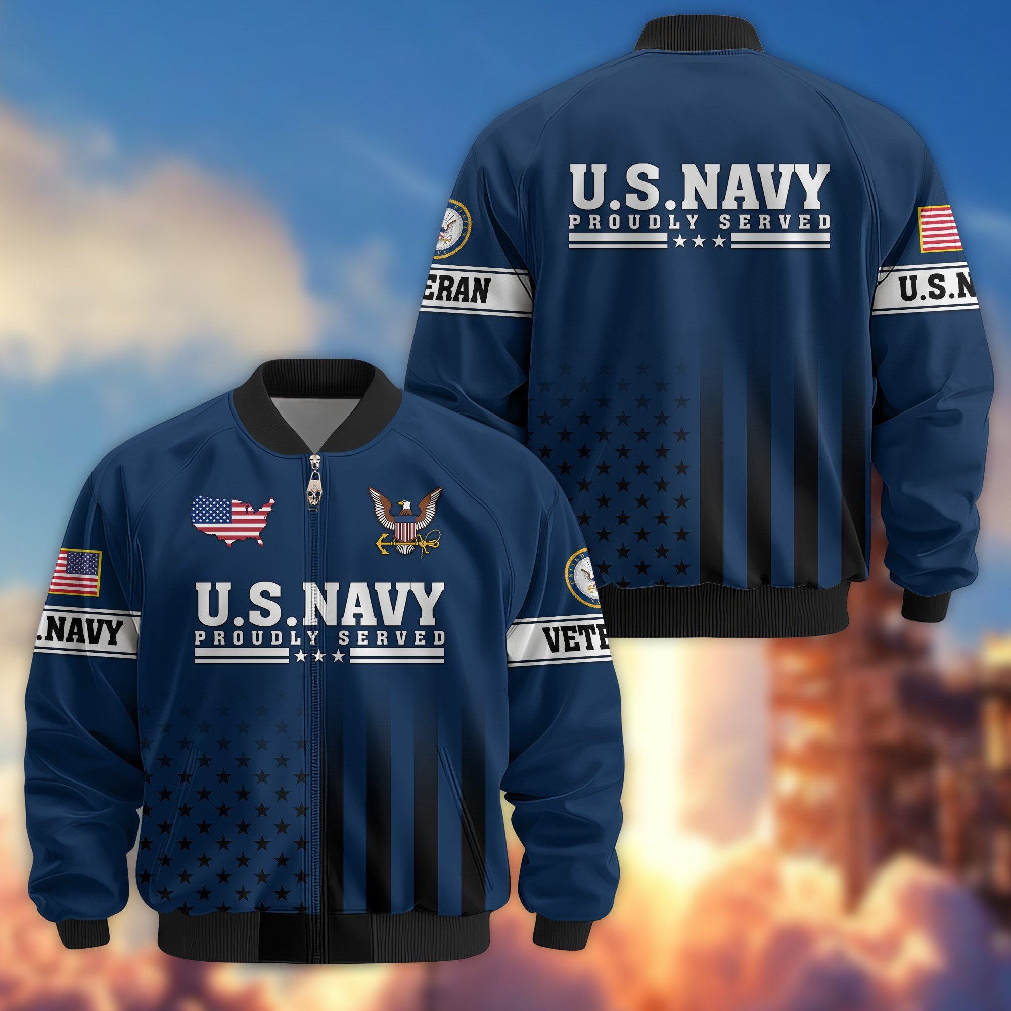 Premium Proudly Served US Veterans Bomber Jacket BPVC130901, Gifts For US Veterans, Gifts For Veterans Day