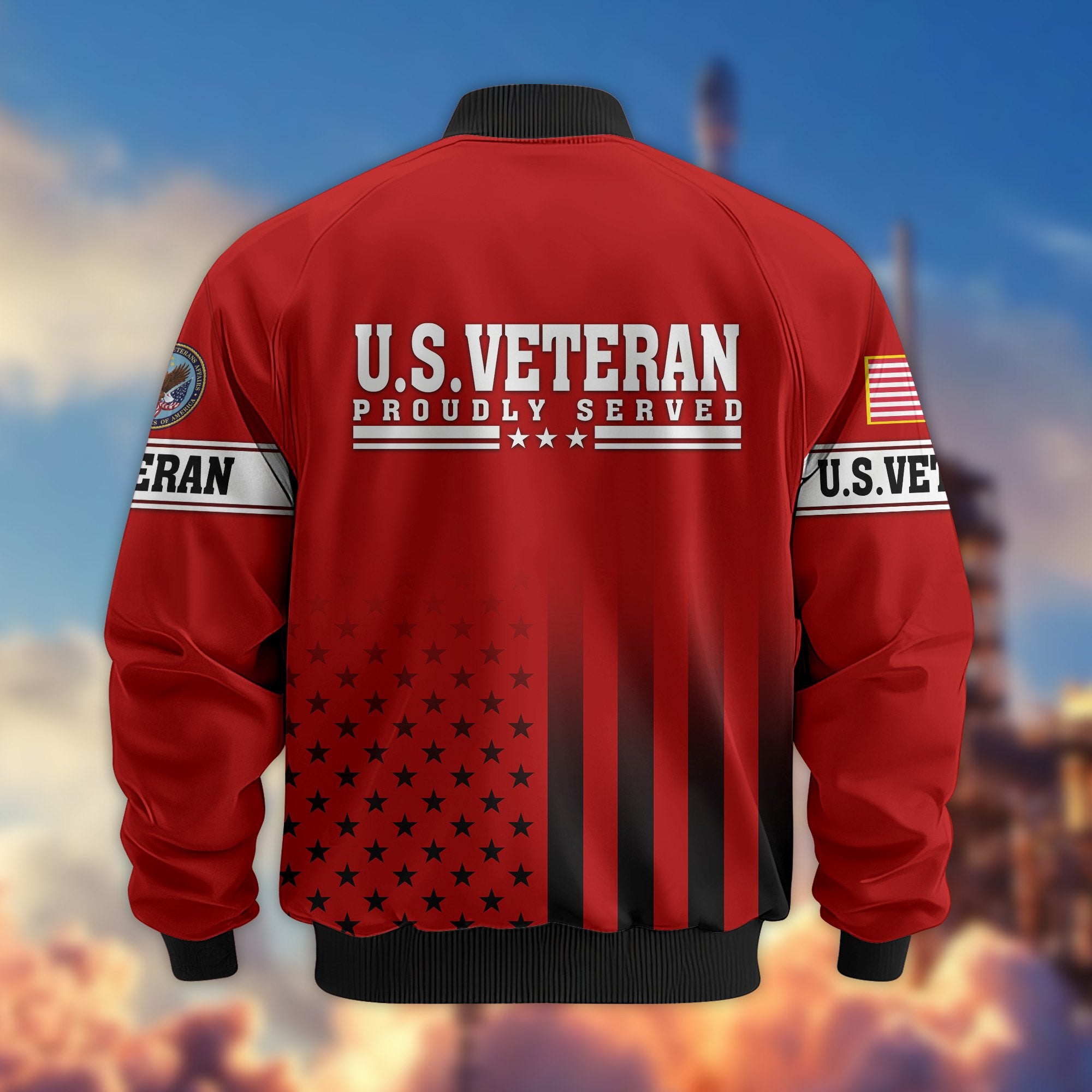 Premium Proudly Served US Veterans Bomber Jacket BPVC130901, Gifts For US Veterans, Gifts For Veterans Day