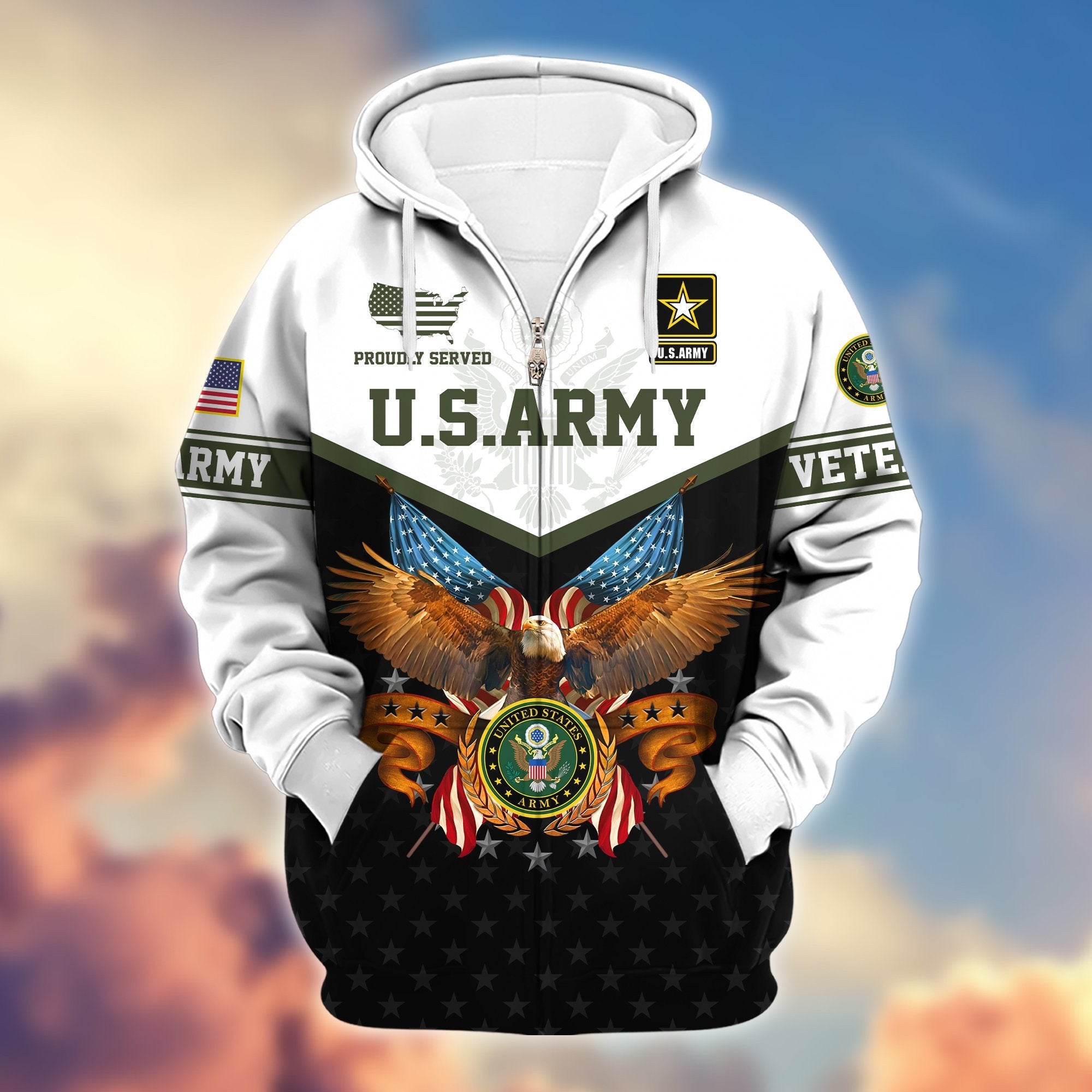 Premium US Veterans Zip Hoodie BPVC130902, Gifts For US Veterans, Gifts For Veterans Day