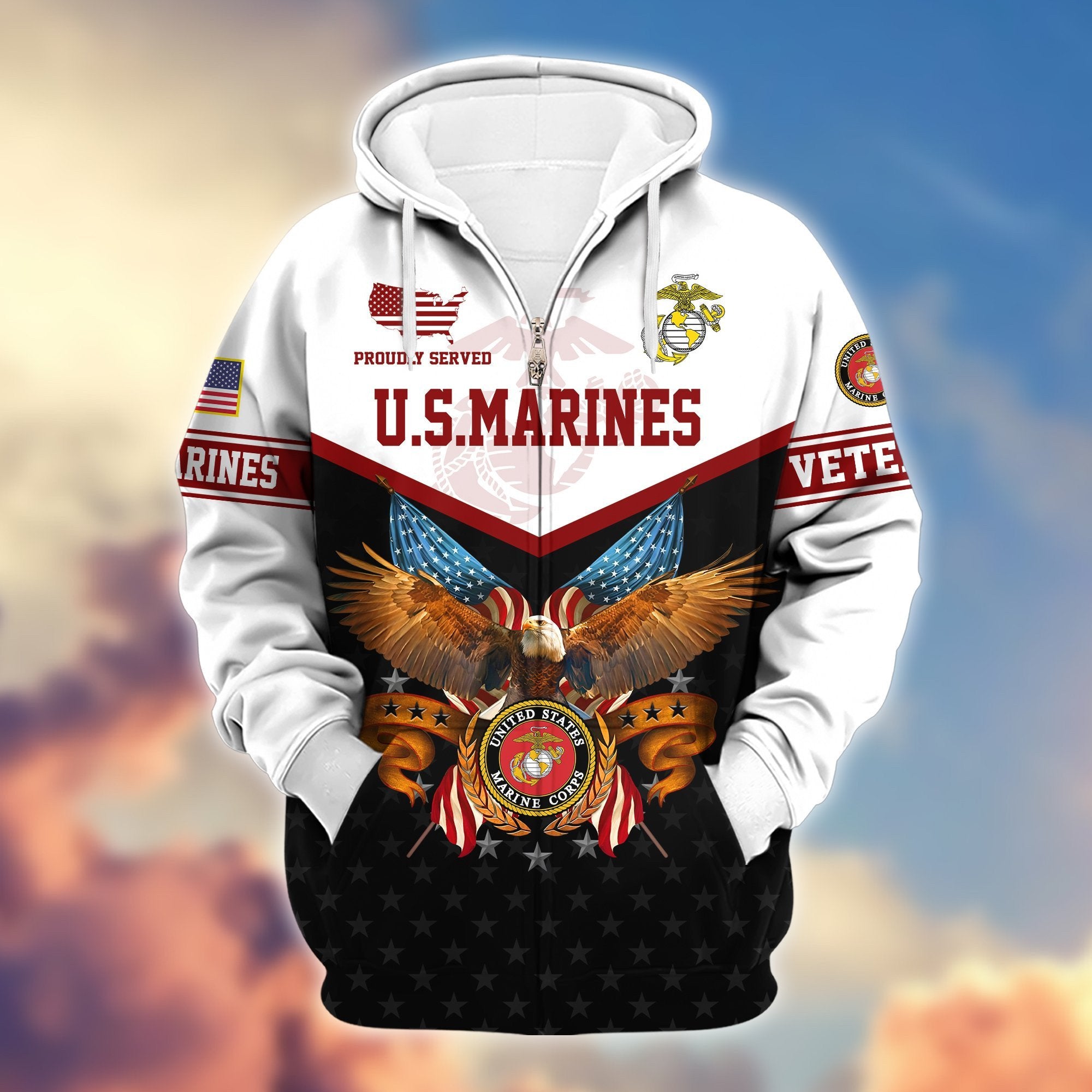 Premium US Veterans Zip Hoodie BPVC130902, Gifts For US Veterans, Gifts For Veterans Day