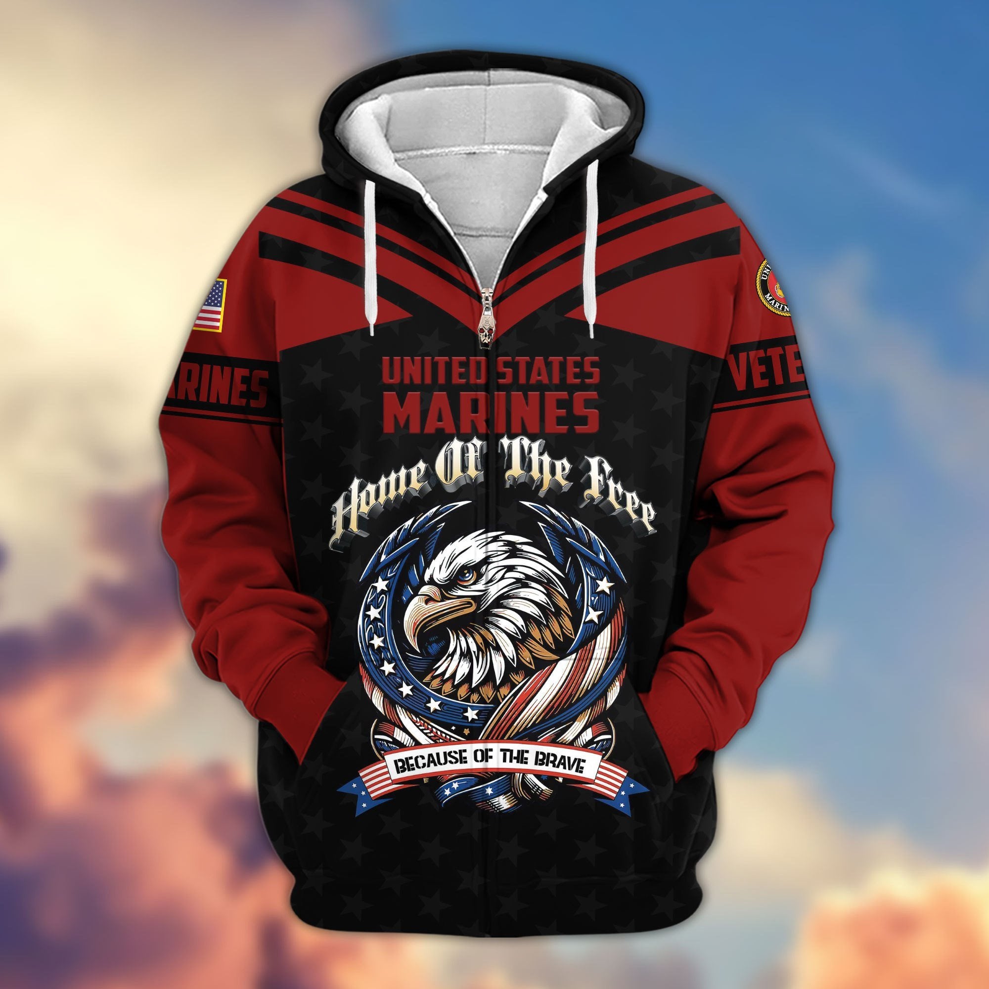 Premium US Veterans Zip Hoodie APHN120911, Gifts For US Veterans, Gifts For Veterans Day, Gifts For Father's Day