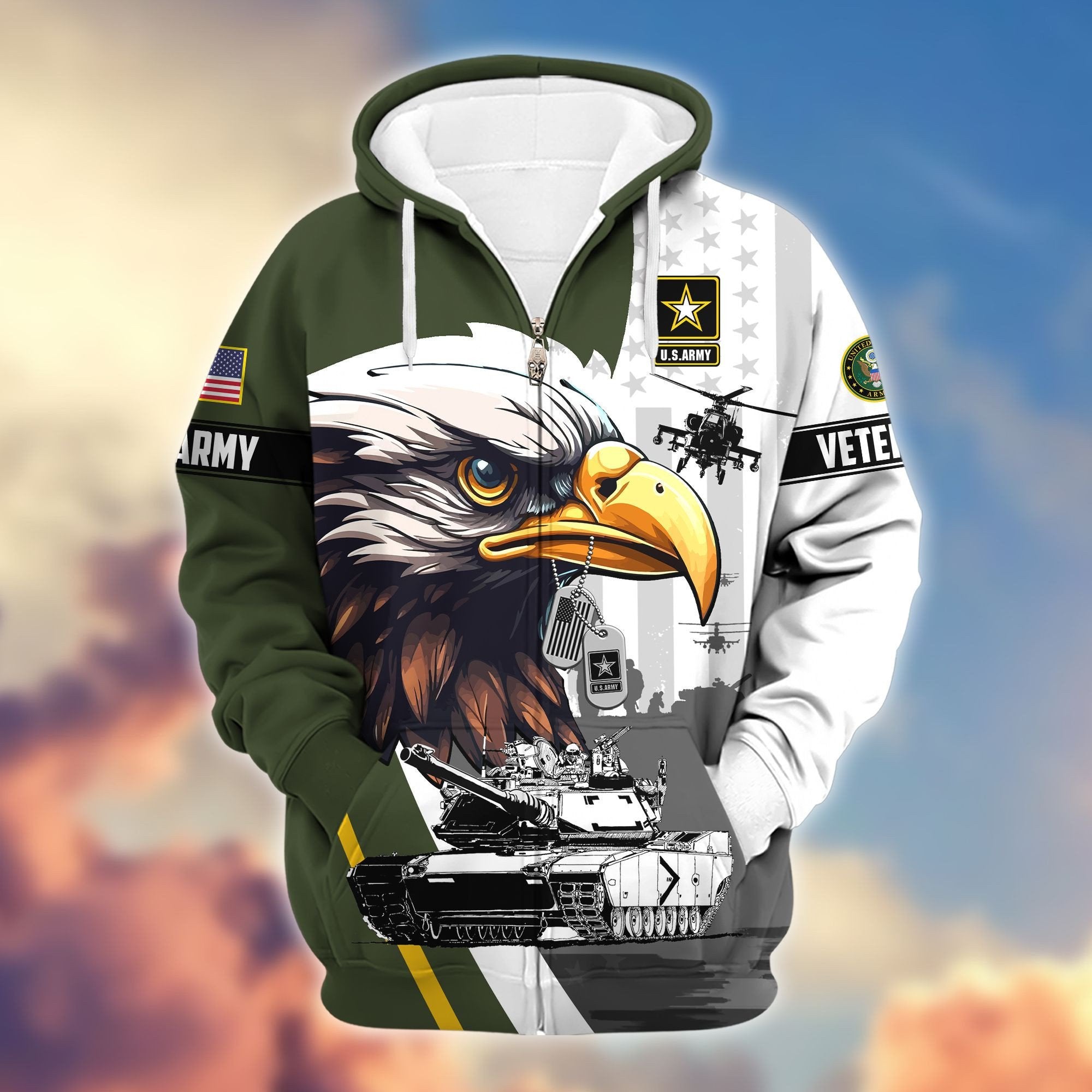 Premium US Veterans Zip Hoodie BPVC160901, Gifts For US Veterans, Gifts For Veterans Day