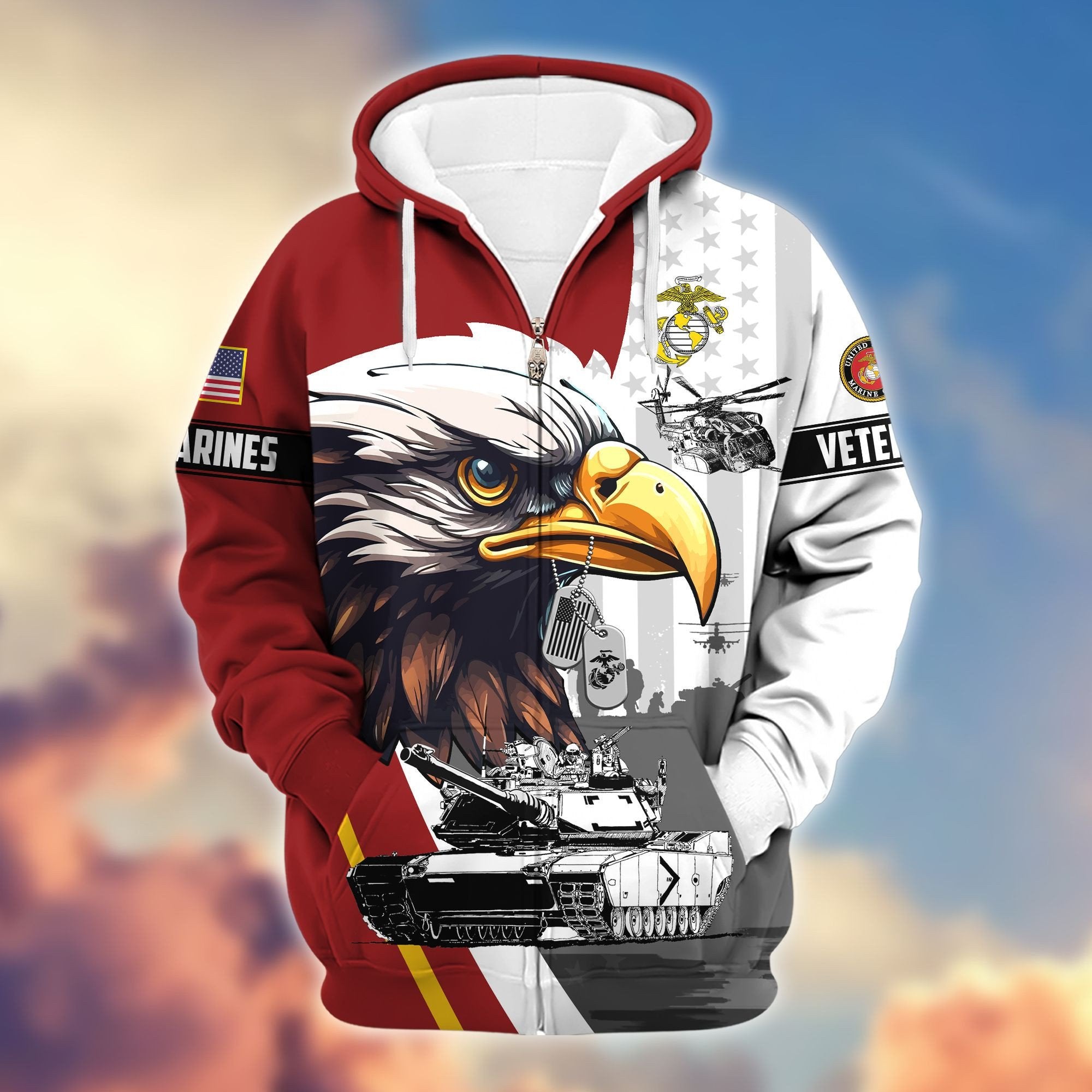 Premium US Veterans Zip Hoodie BPVC160901, Gifts For US Veterans, Gifts For Veterans Day