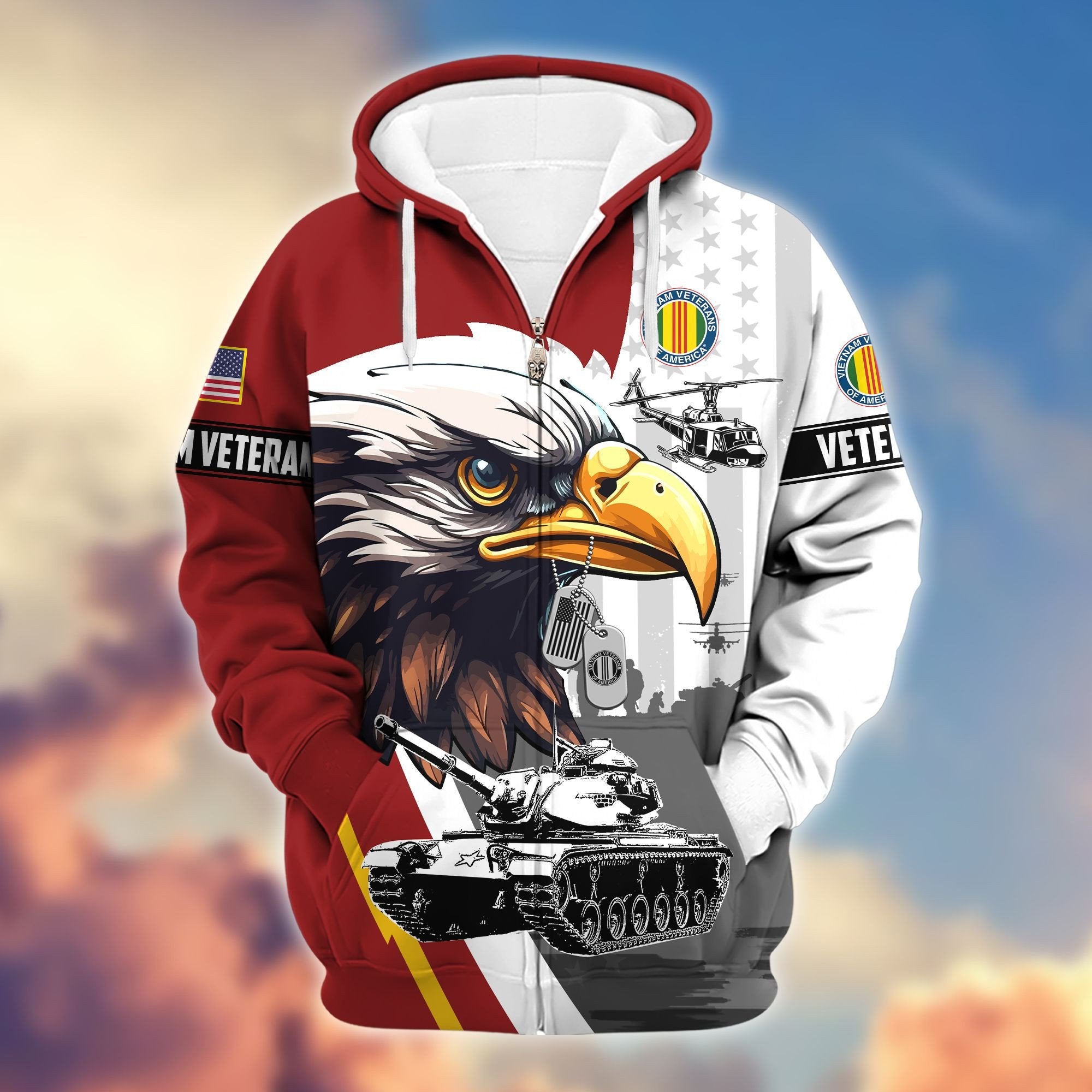 Premium US Veterans Zip Hoodie BPVC160901, Gifts For US Veterans, Gifts For Veterans Day