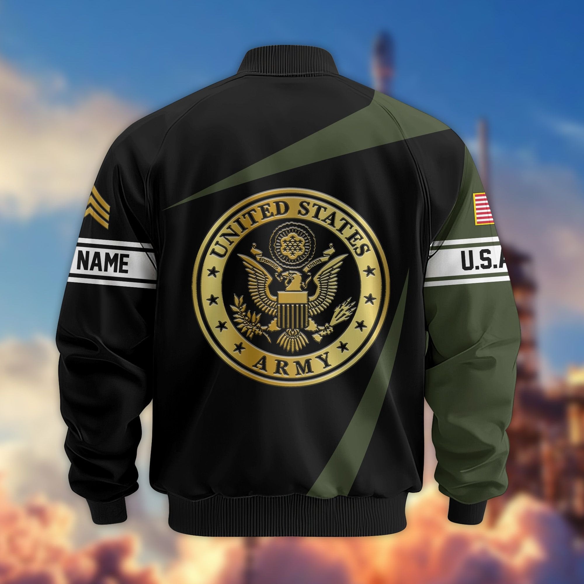 Premium US Army Veteran Bomber Jacket VPVC800101, Custom Name, Rank, Gifts For US Army Veteran