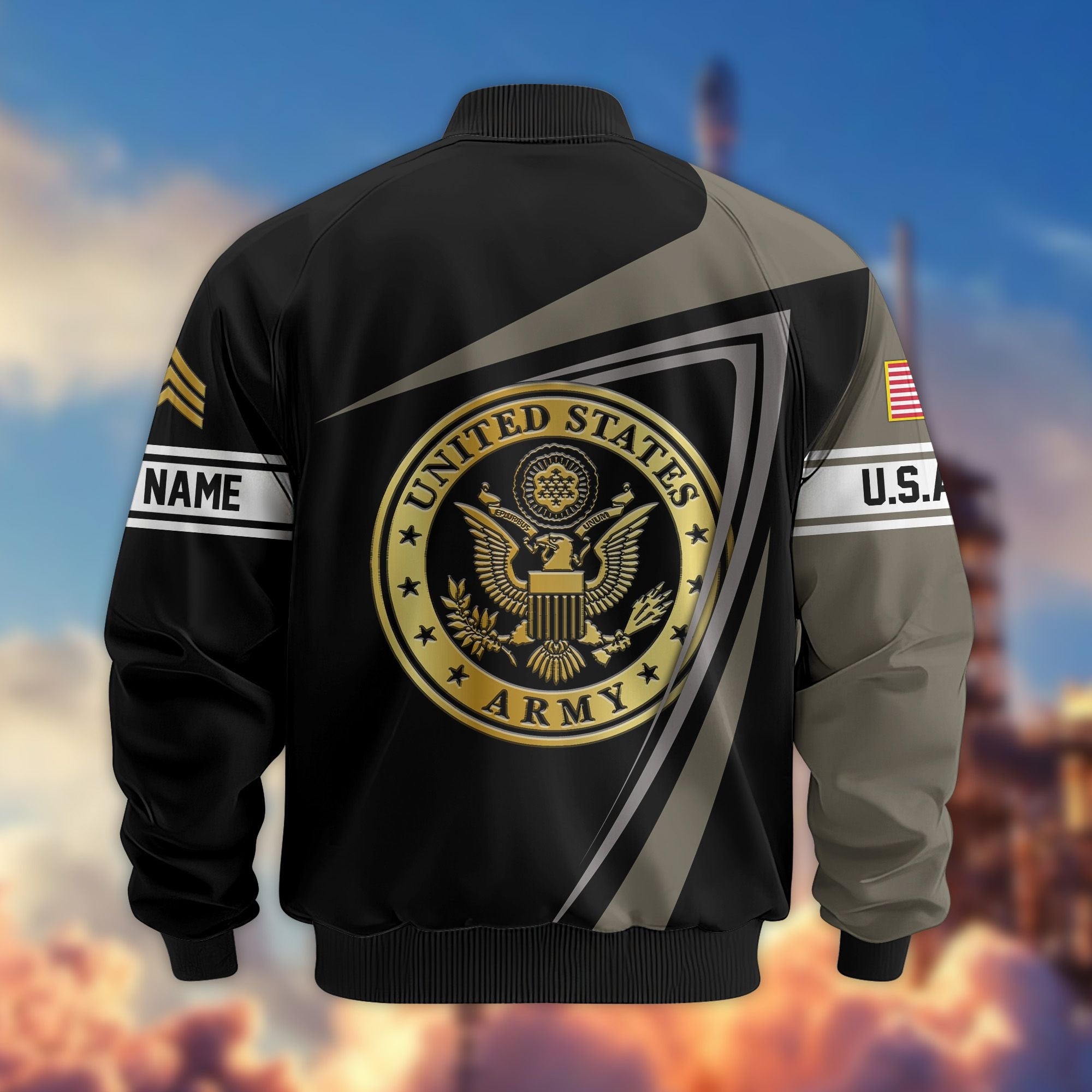 Premium US Army Veteran Bomber Jacket VPVC800110, Custom Name, Rank, Gifts For US Army Veteran