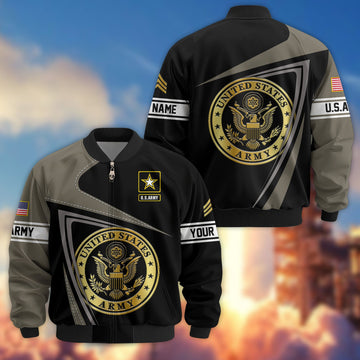 Premium US Army Veteran Bomber Jacket VPVC800110, Custom Name, Rank, Gifts For US Army Veteran