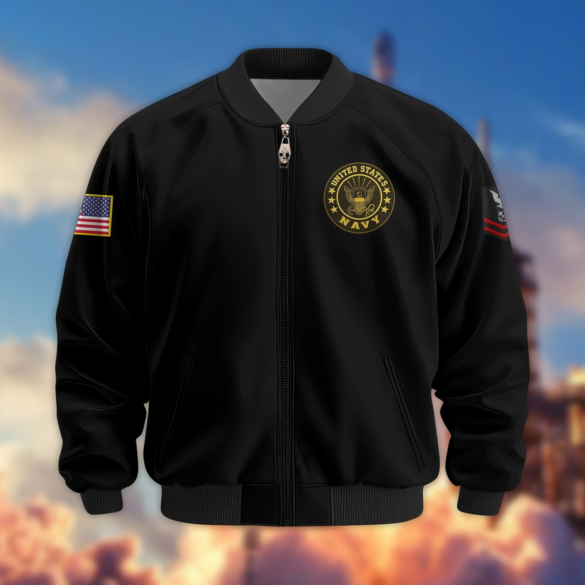Premium US Navy Veteran Bomber Jacket VPVC800202, Custom Name, Rank, Gifts For US Navy Veteran