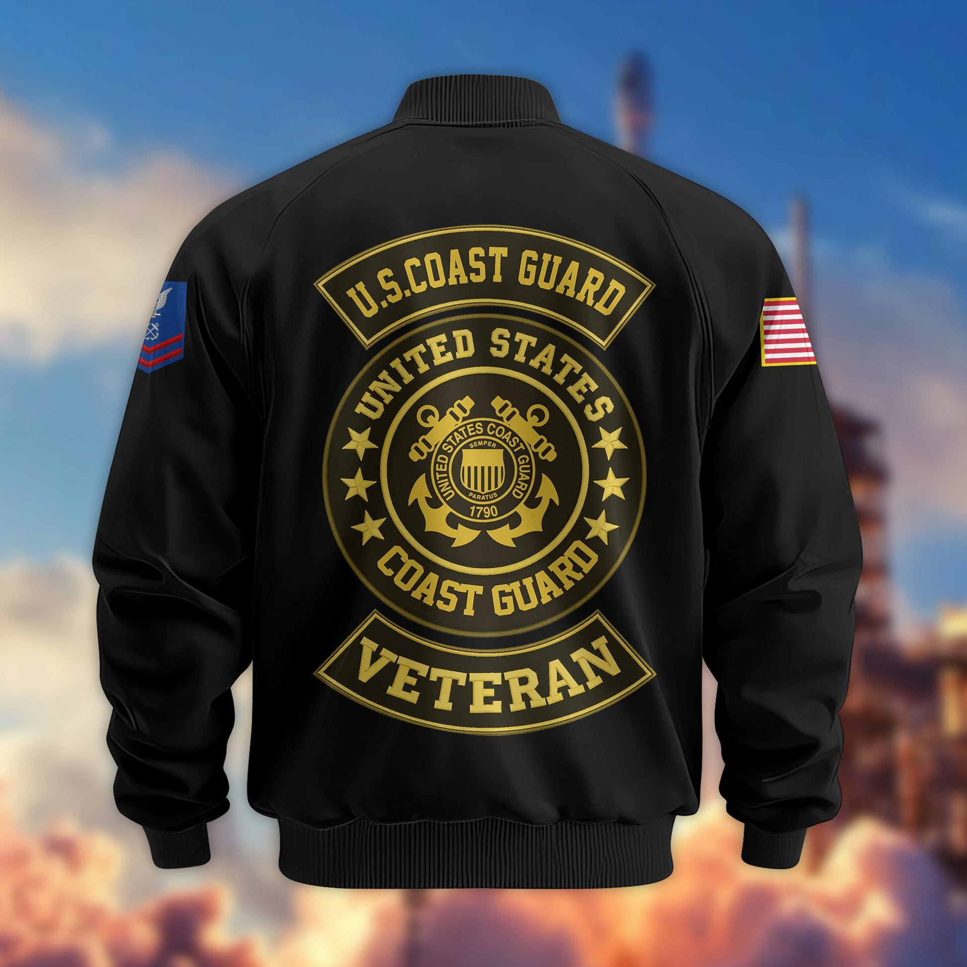 Premium USCG Veteran Bomber Jacket VPVC800205, Custom Name, Rank, Gifts For US Coast Guard Veteran
