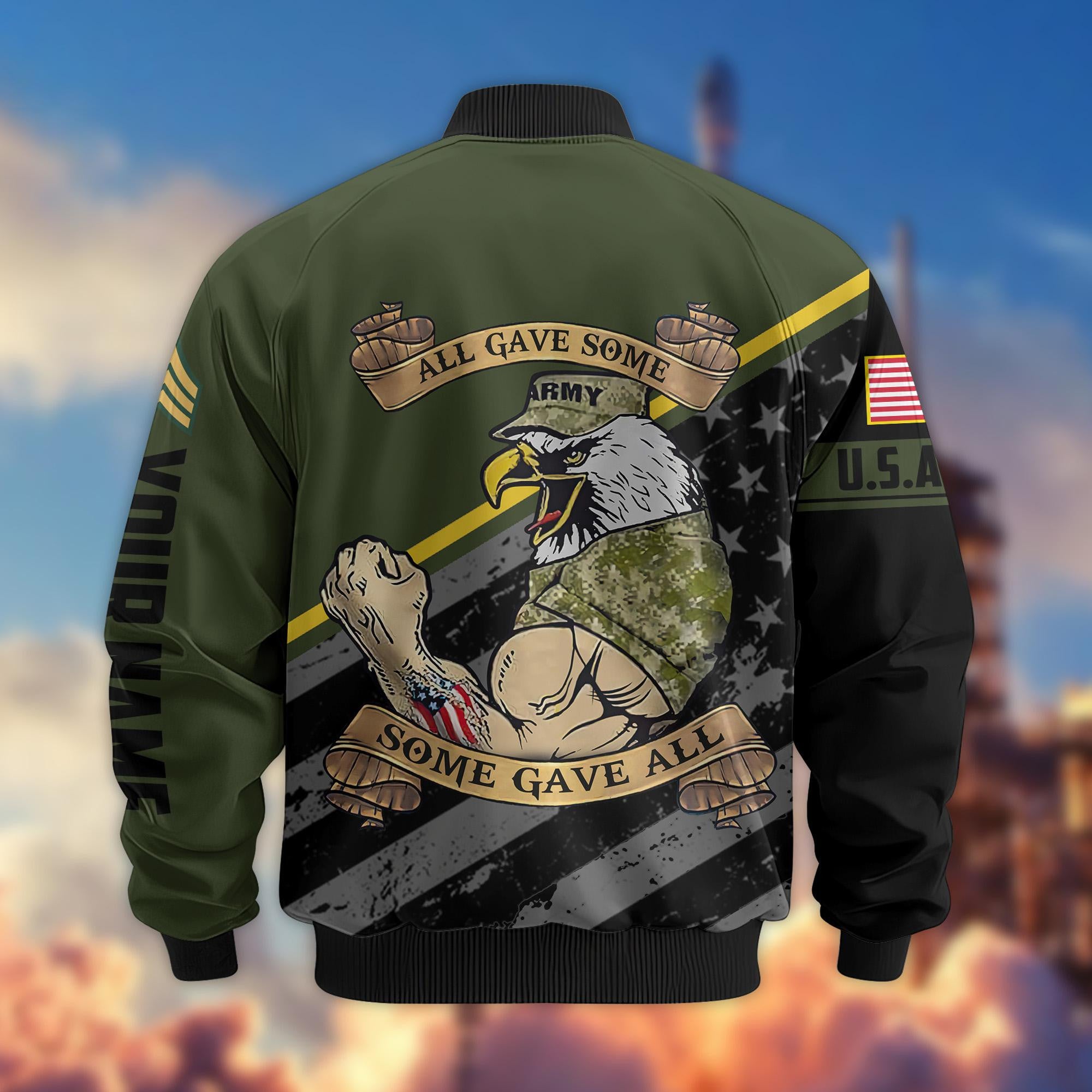 Premium US Army Veteran Bomber Jacket VPVC800401, Custom Name, Rank, Gifts For US Army Veteran