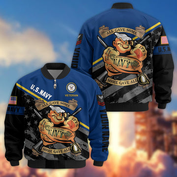 Premium US Navy Veteran Bomber Jacket VPVC800402, Custom Name, Rank, Gifts For US Navy Veteran
