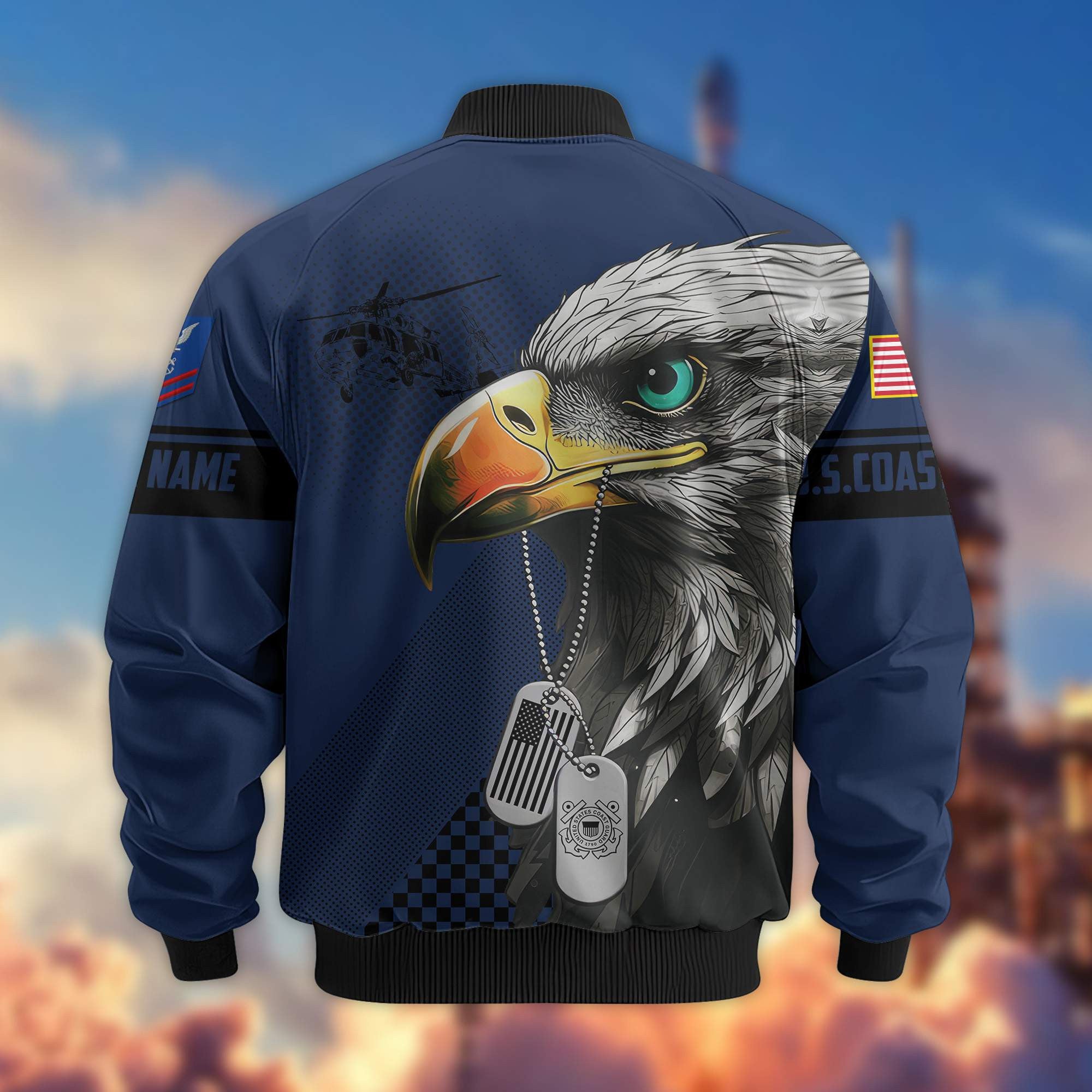 Premium USCG Veteran Bomber Jacket VPVC800505, Custom Name, Rank, Gifts For US Coast Guard Veteran
