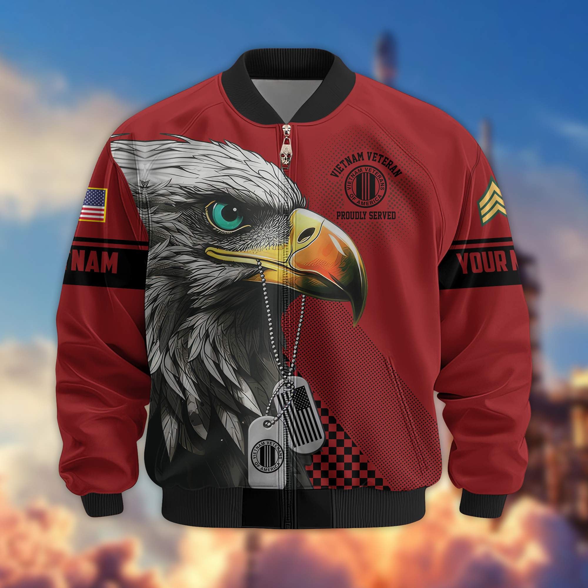 Premium Vietnam Veteran Bomber Jacket VPVC800506, Custom Name, Rank, Gifts For Vietnam Veteran