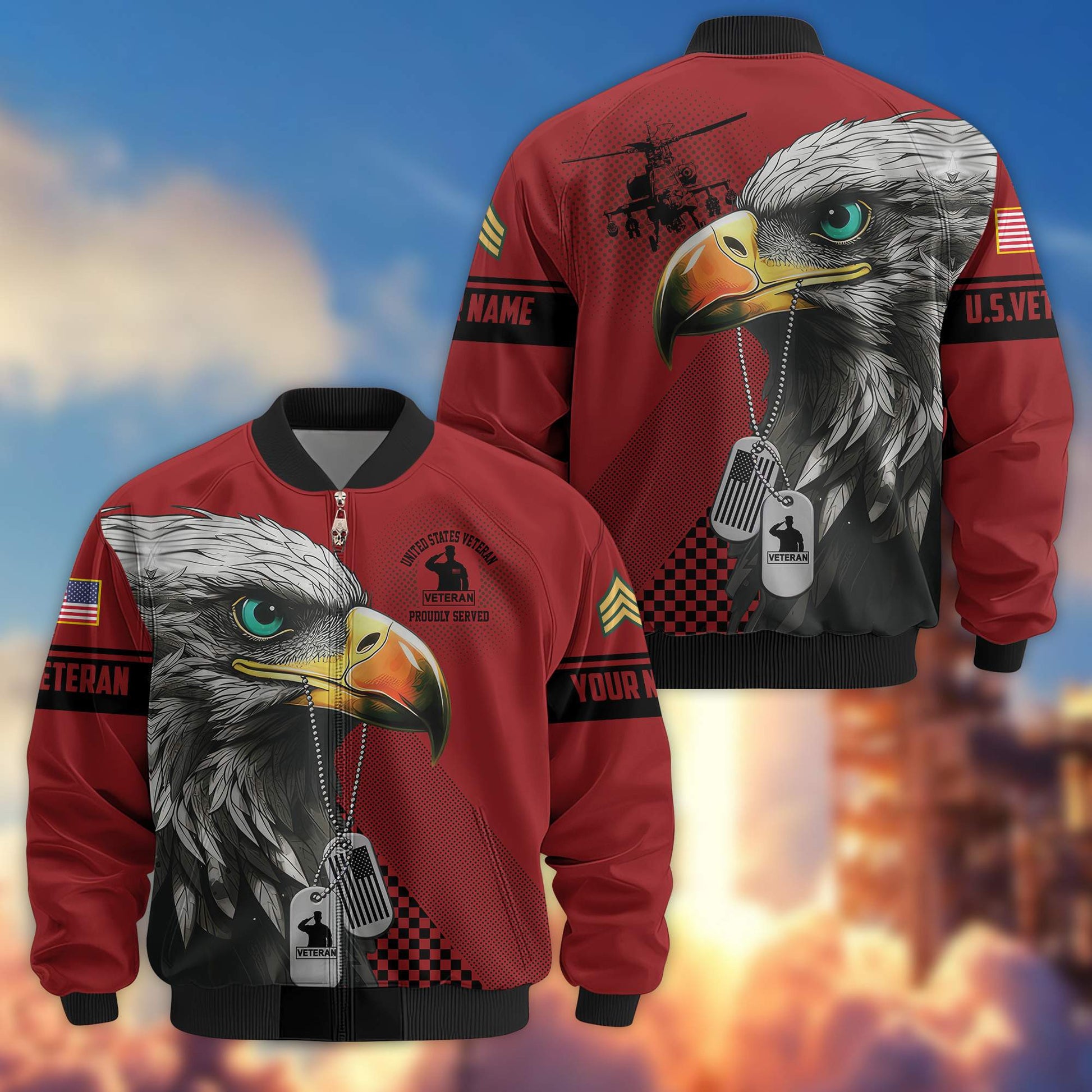 Premium US Veterans Bomber Jacket VPVC800507, Custom Name, Rank, Gifts For US Veteran