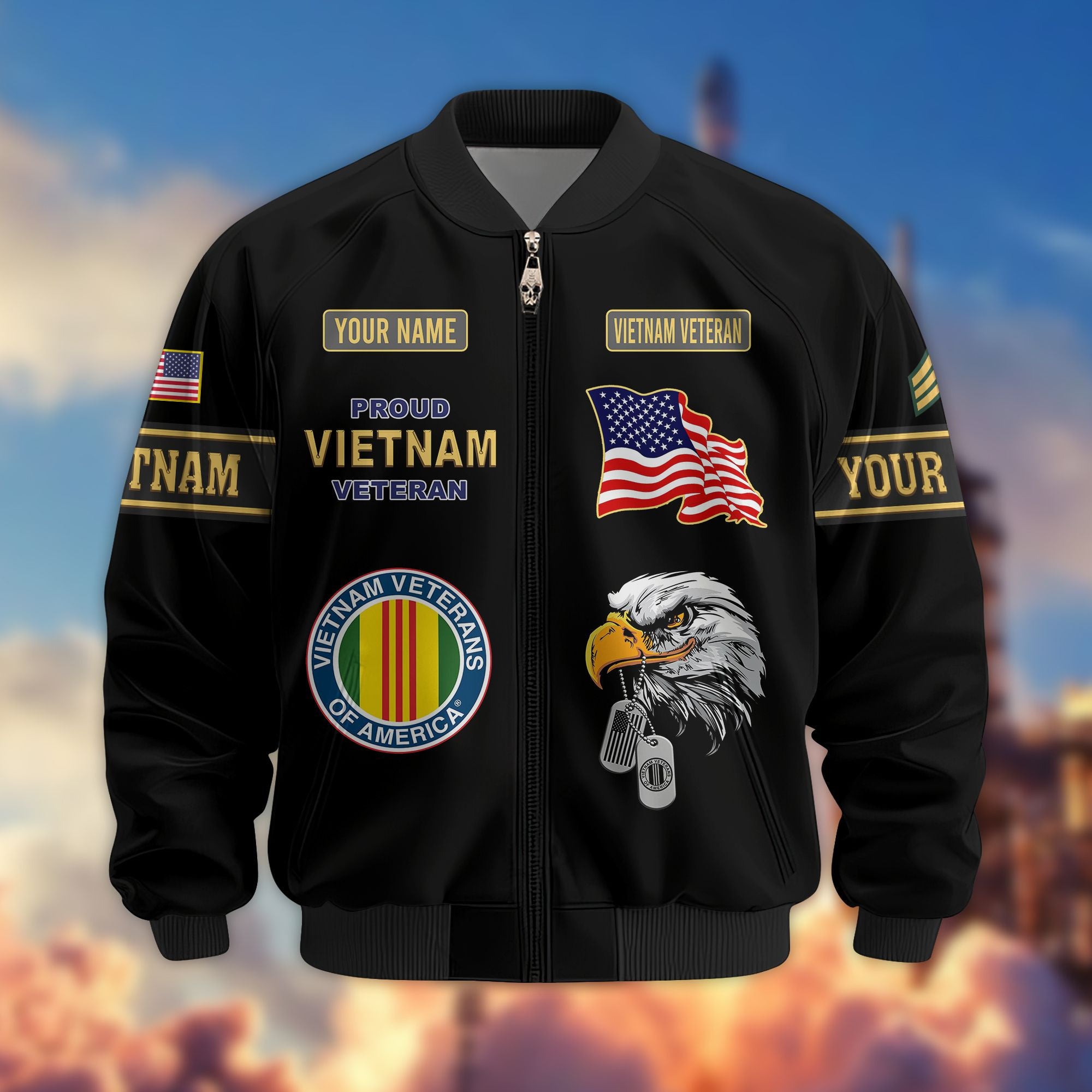 Premium Vietnam Veteran Bomber Jacket VPVC800706, Custom Name, Rank, Gifts For Vietnam Veteran