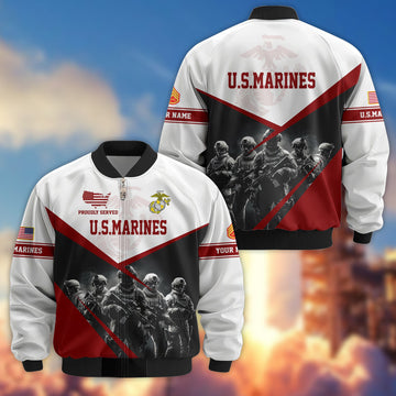 USMC Veteran Bomber Jacket VPVC800603, Custom Name, Rank, Gifts For US Marines Veteran