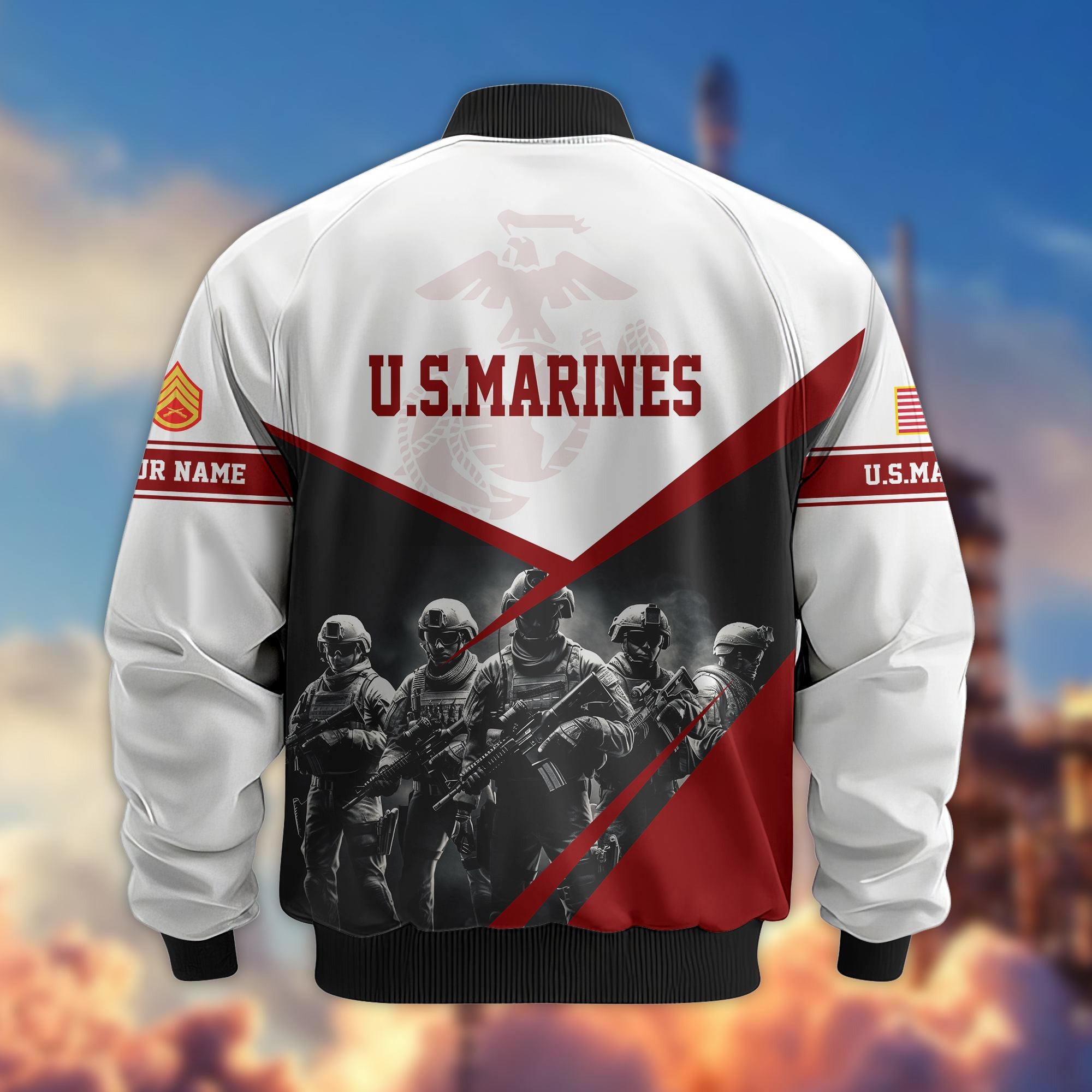 USMC Veteran Bomber Jacket VPVC800603, Custom Name, Rank, Gifts For US Marines Veteran