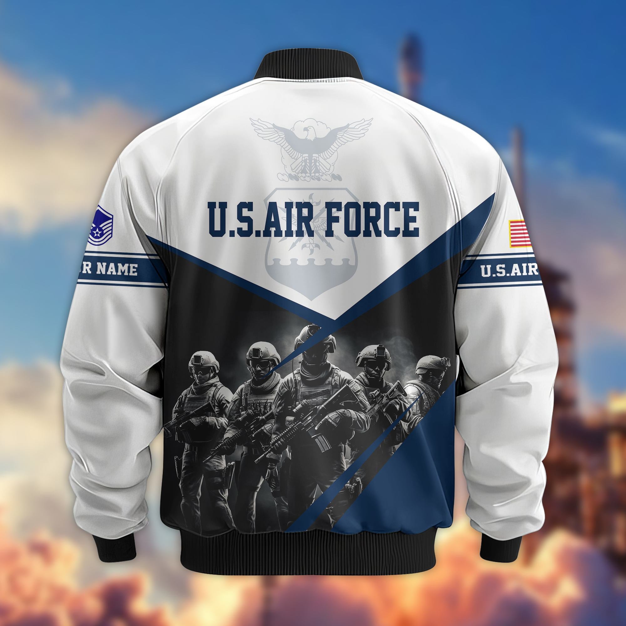 USAF Veteran Bomber Jacket VPVC800604, Custom Name, Rank, Gifts For US Air Force Veteran