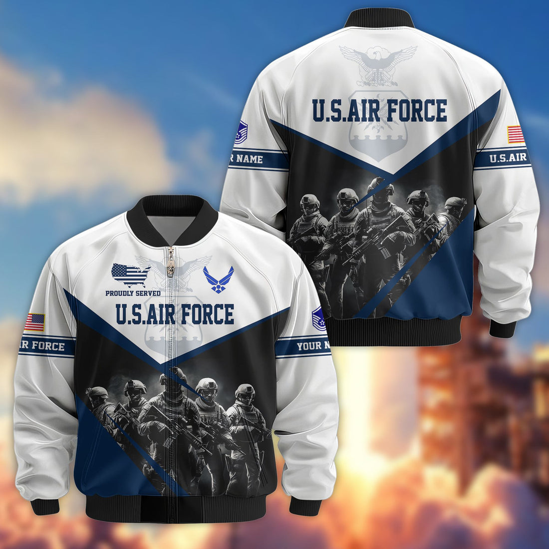 USAF Veteran Bomber Jacket VPVC800604, Custom Name, Rank, Gifts For US Air Force Veteran