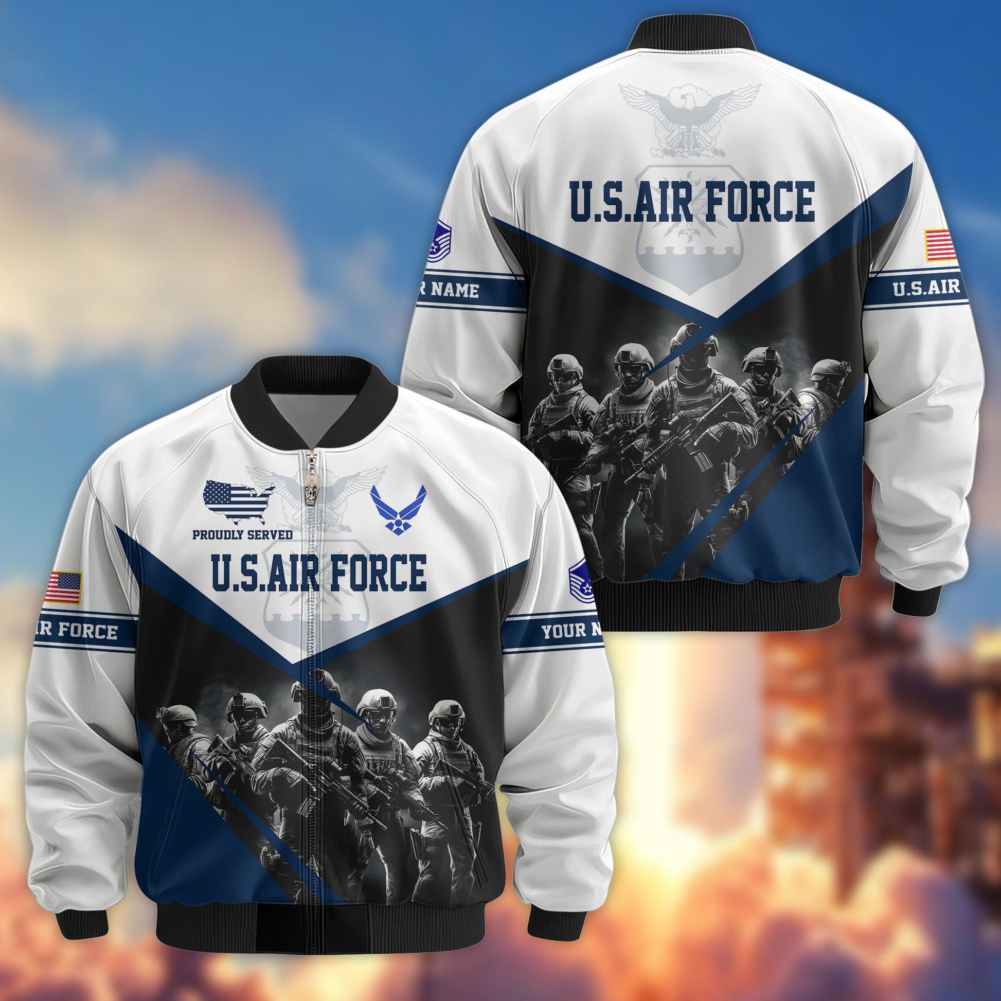 USAF Veteran Bomber Jacket VPVC800604, Custom Name, Rank, Gifts For US Air Force Veteran