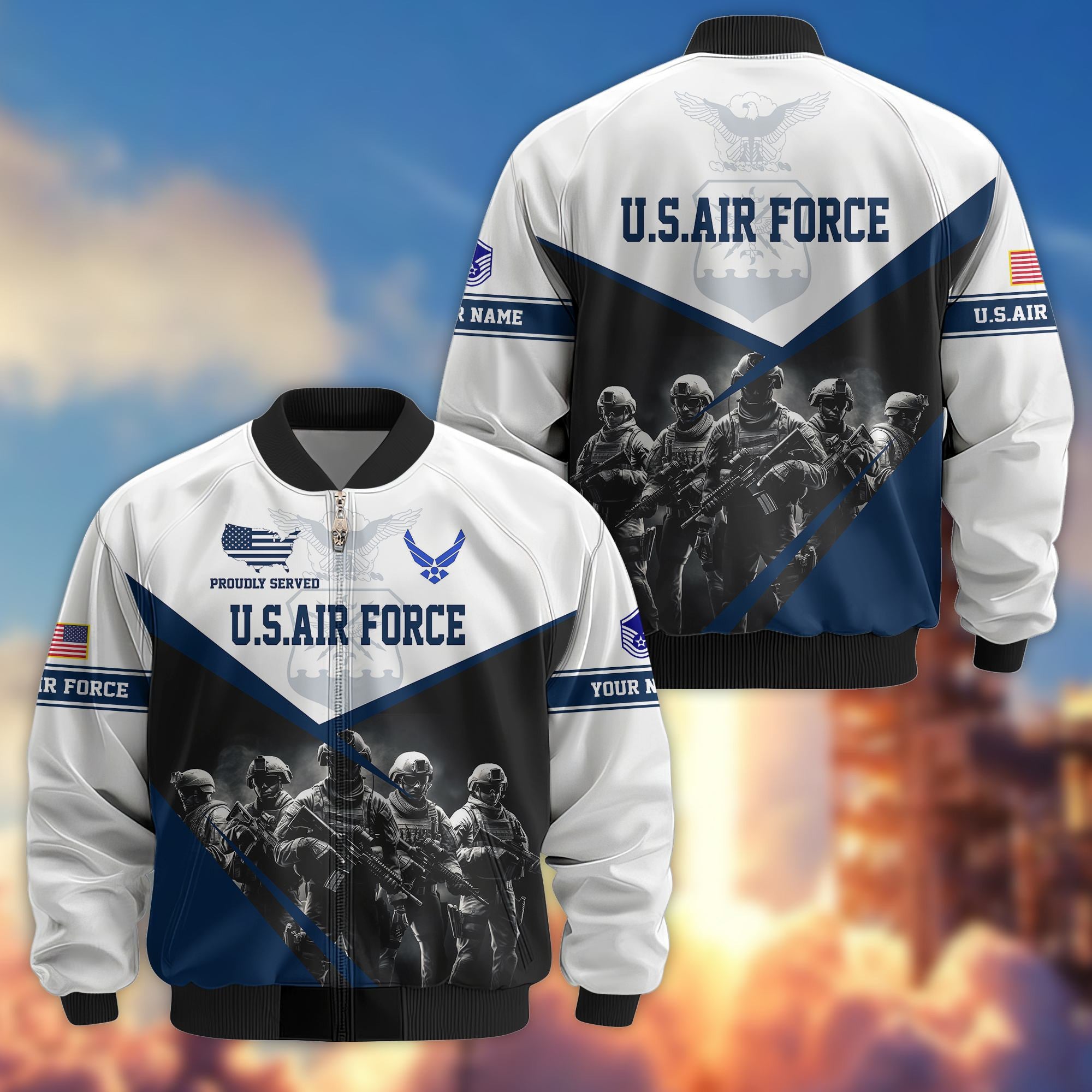 USAF Veteran Bomber Jacket VPVC800604, Custom Name, Rank, Gifts For US Air Force Veteran