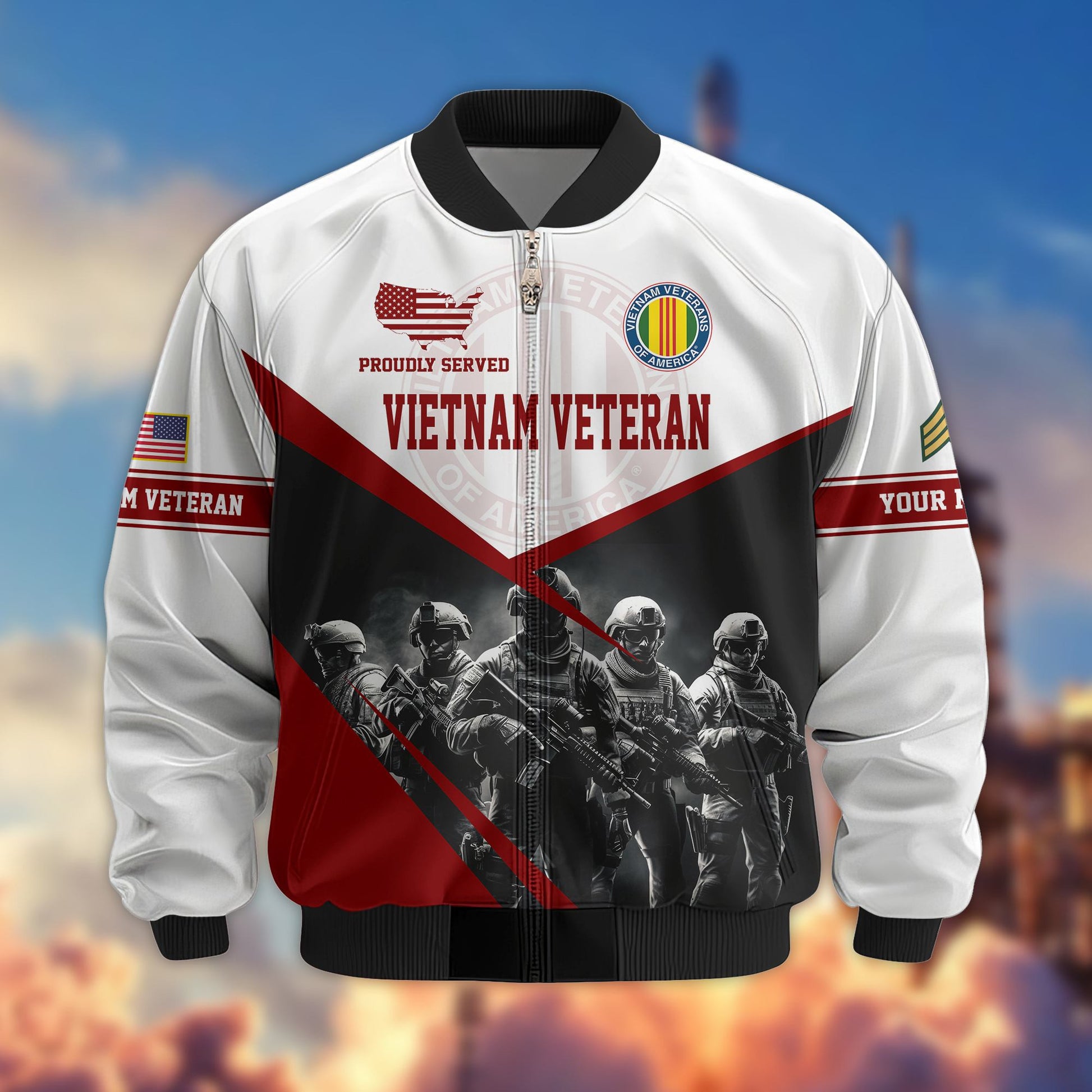 Vietnam Veteran Bomber Jacket VPVC800606, Custom Name, Rank, Gifts For Vietnam Veteran