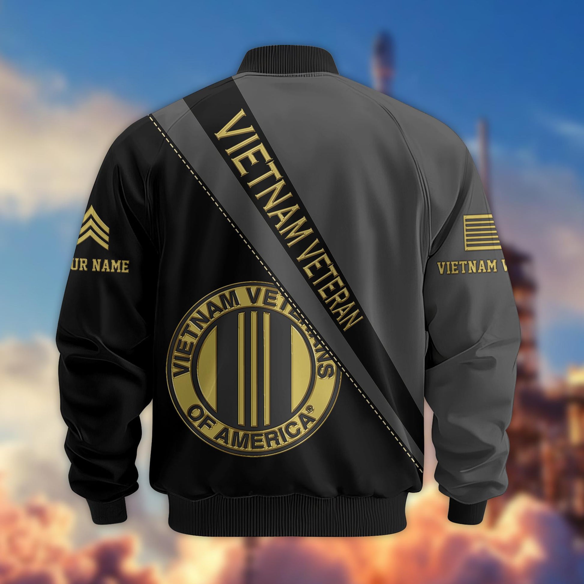 Premium Custom Name, Rank, Vietnam Veteran Bomber Jacket VPVC800906, Gifts For Vietnam Veteran