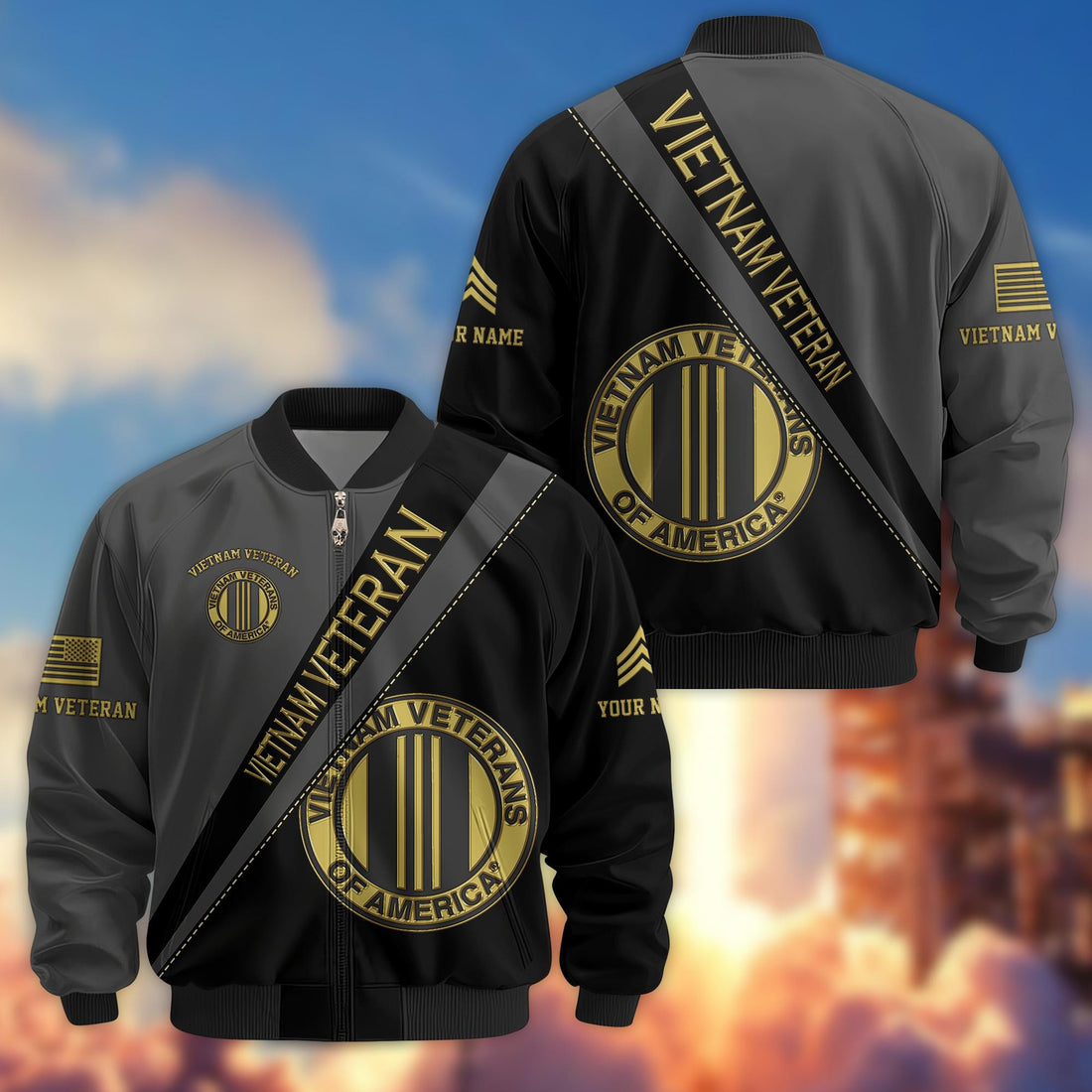 Premium Custom Name, Rank, Vietnam Veteran Bomber Jacket VPVC800906, Gifts For Vietnam Veteran