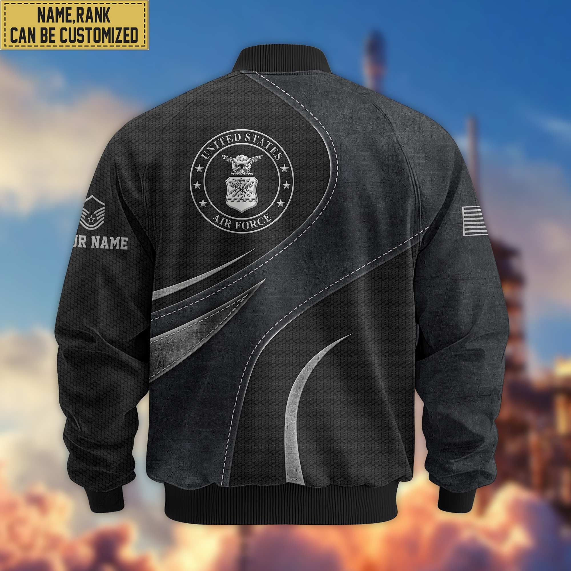 Premium Custom Name, Rank, USAF Veteran Bomber Jacket VPVC801004, Gifts For US Air Force Veteran
