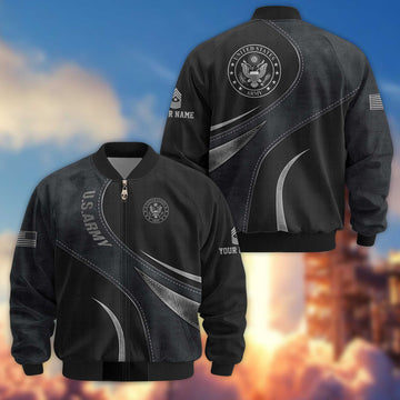 Premium Custom Name, Rank, US Army Veteran Bomber Jacket VPVC801001, Gifts For US Army Veteran