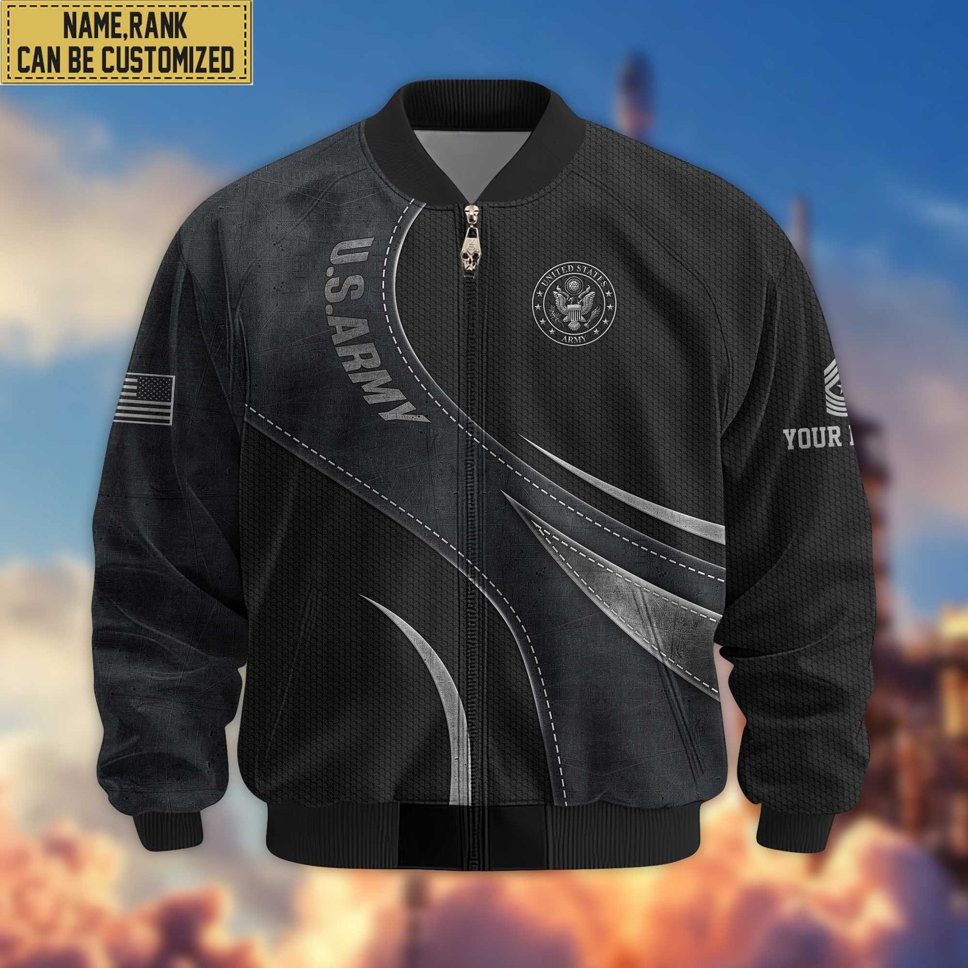 Premium Custom Name, Rank, US Army Veteran Bomber Jacket VPVC801001, Gifts For US Army Veteran
