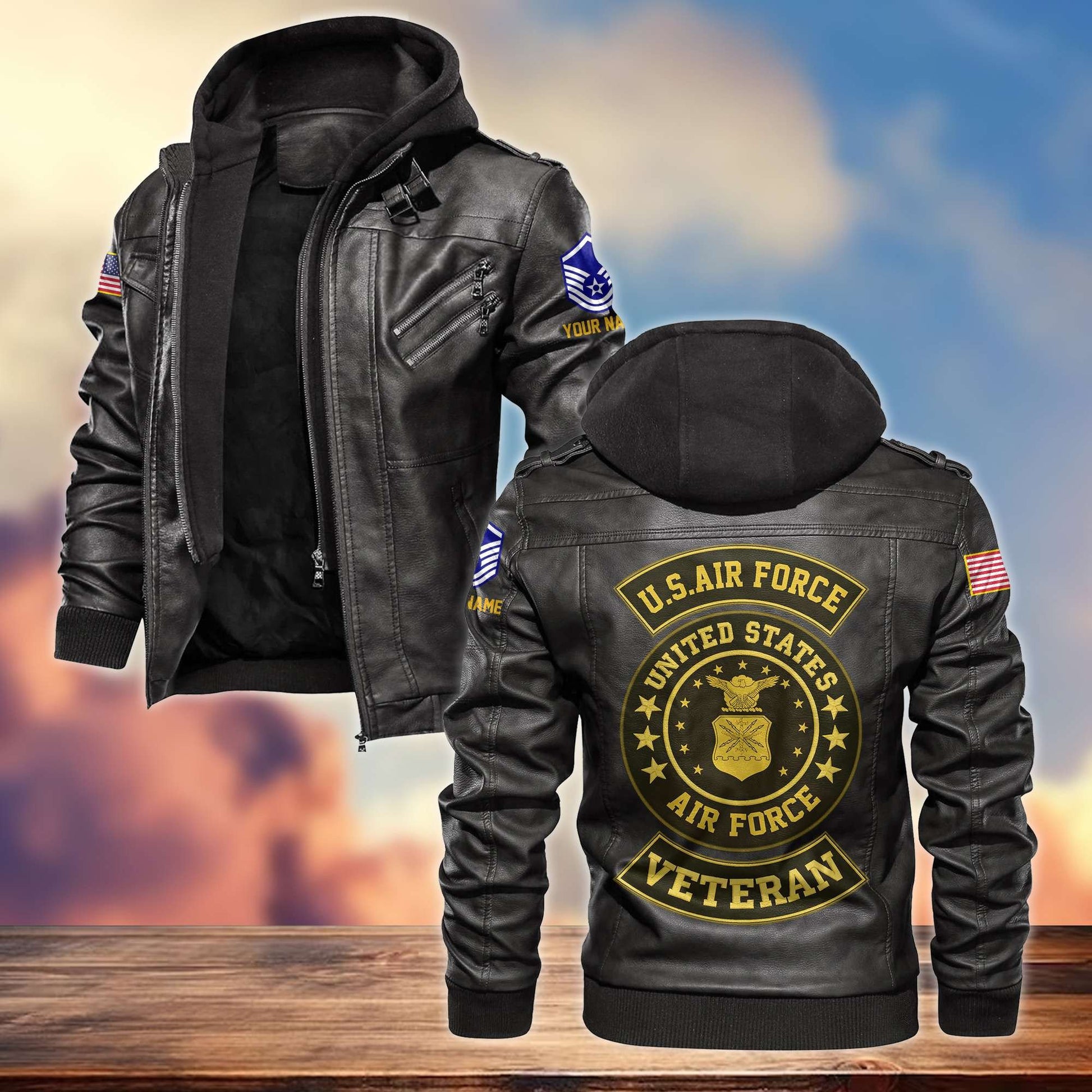 Premium USAF Leather Jacket VPVC700004, Custom Name, Rank, Gifts For Air Force Veteran