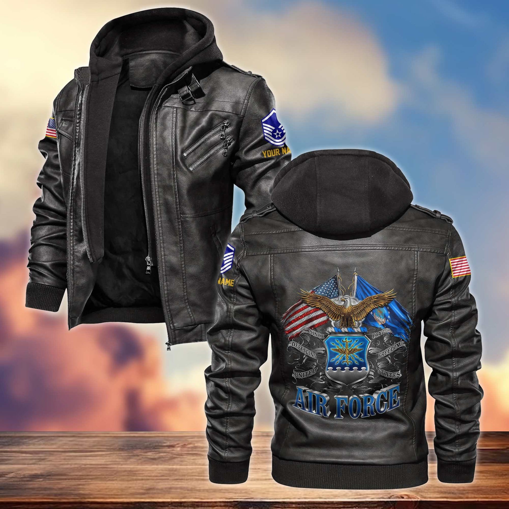 Premium USAF Leather Jacket VPVC700104, Custom Name, Rank, Gifts For Air Force Veteran