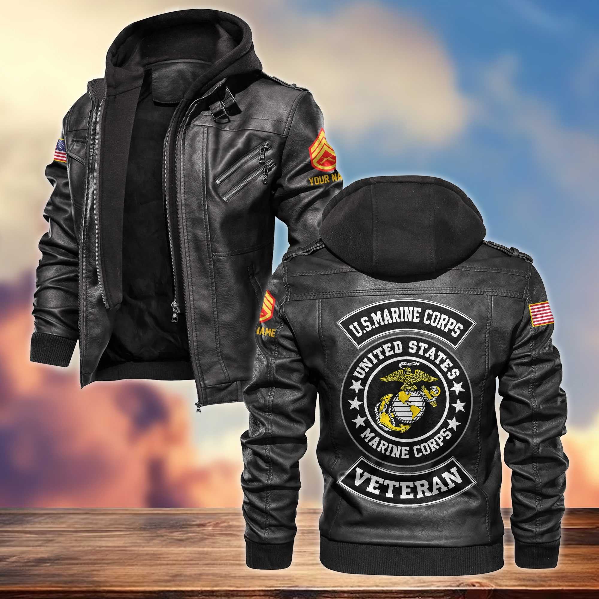 Premium USMC Leather Jacket VPVC700303, Custom Name, Rank, Gifts For Marine Veteran