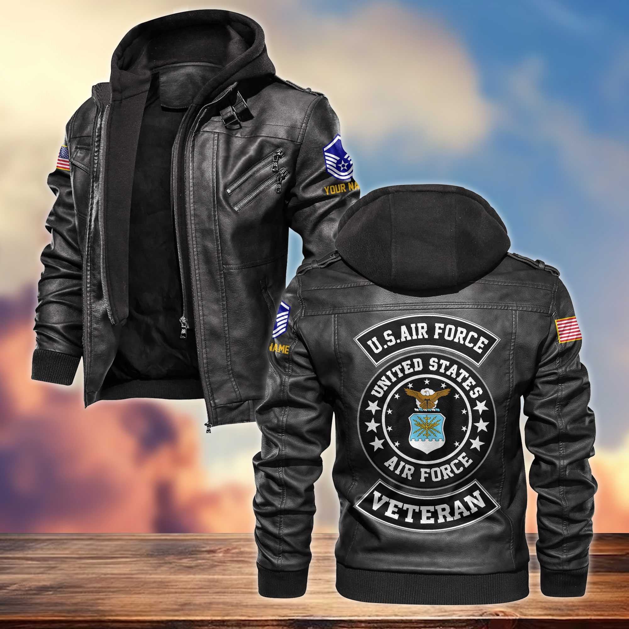 USAF Leather Jacket VPVC700304, Custom Name, Rank, Gifts For Air Force Veteran