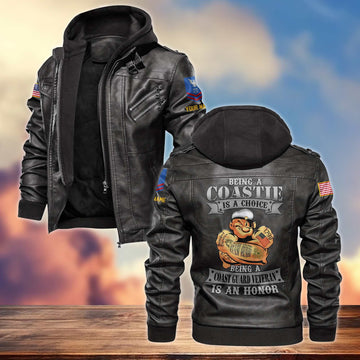 Premium Custom Name, Rank, USCG Leather Jacket VPVC700605, Gifts For Coast Guard Veteran