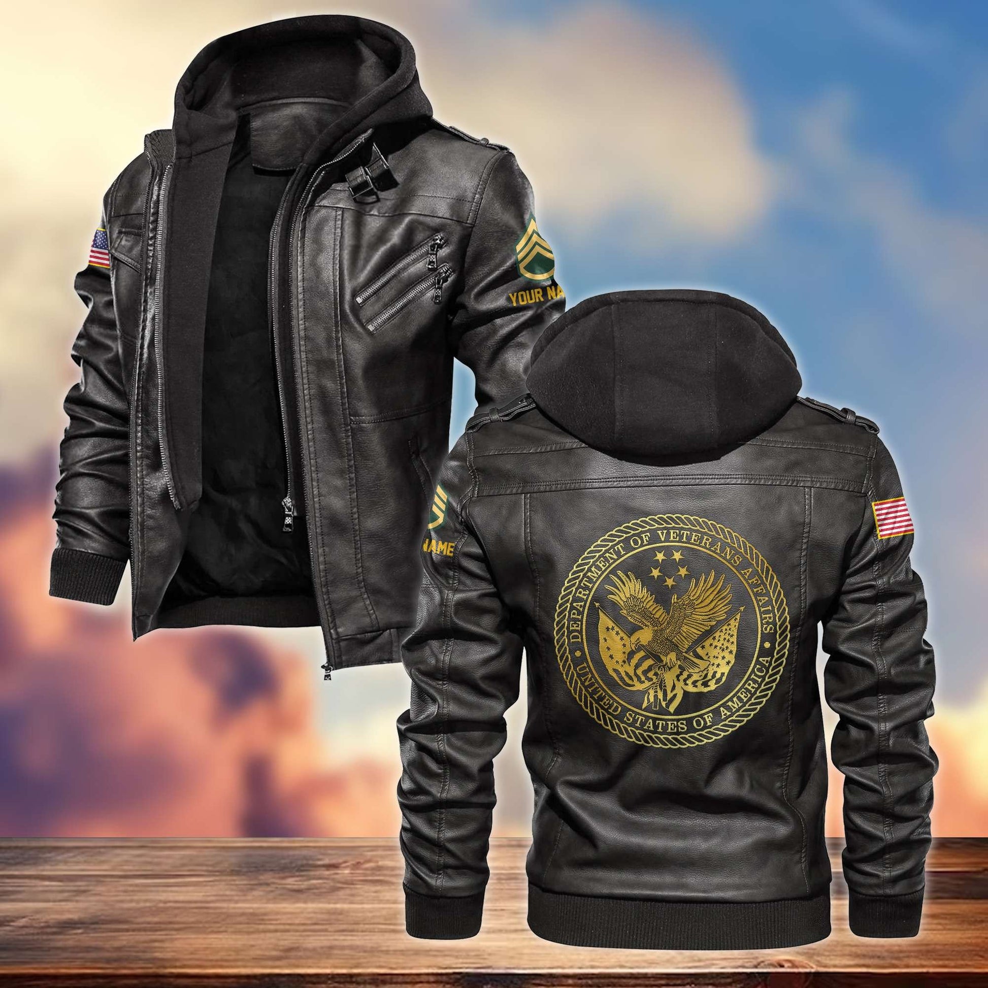 US Veteran Leather Jacket VPVC700707, Custom Name, Rank, Gifts For US Veteran