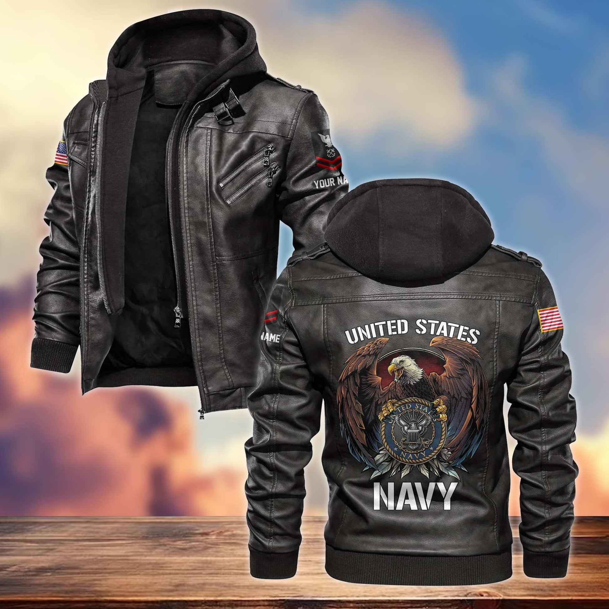 Premium US Navy Leather Jacket VPVC700802, Gifts For Navy Veteran