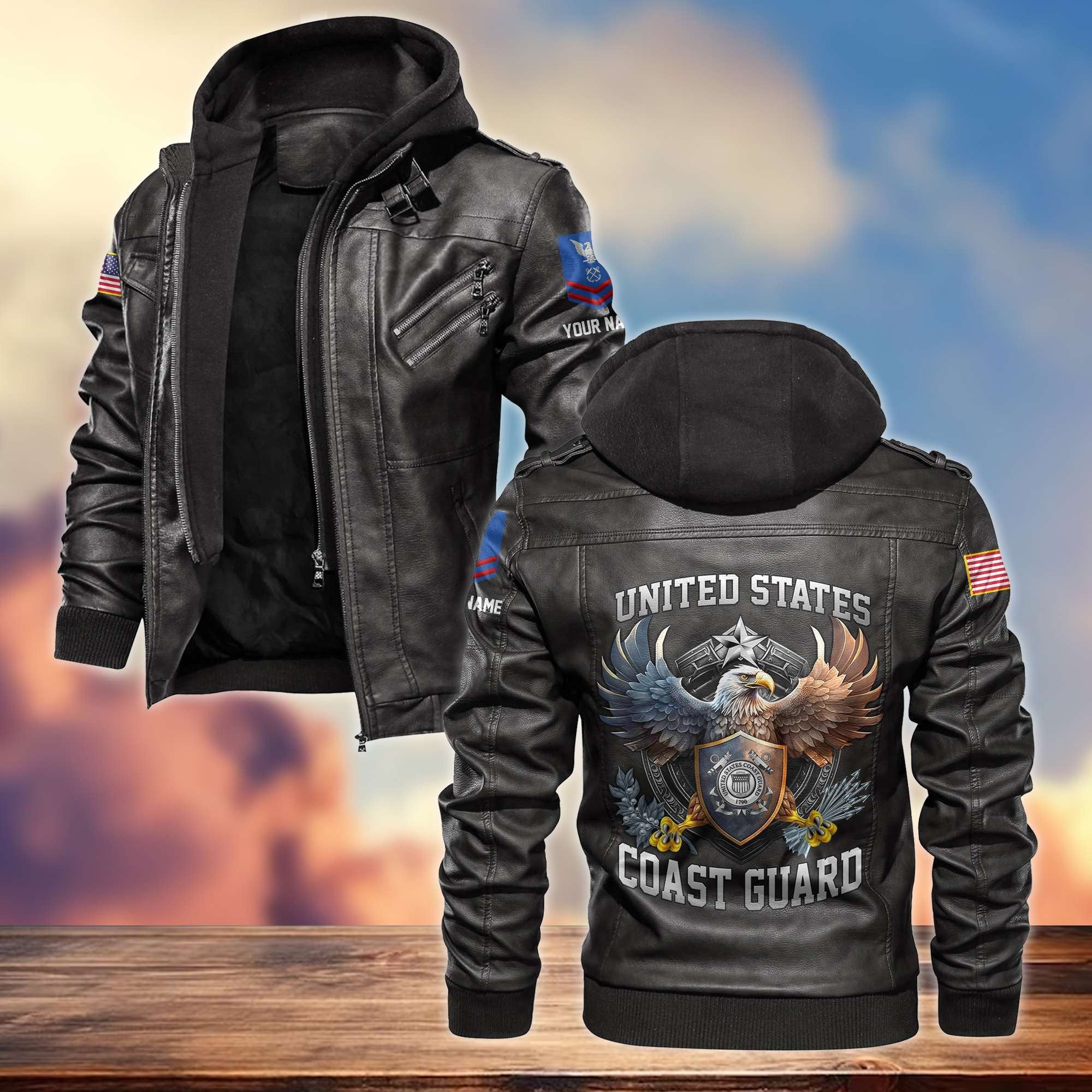 Premium USCG Leather Jacket VPVC700405, Gifts For Coast Guard Veteran