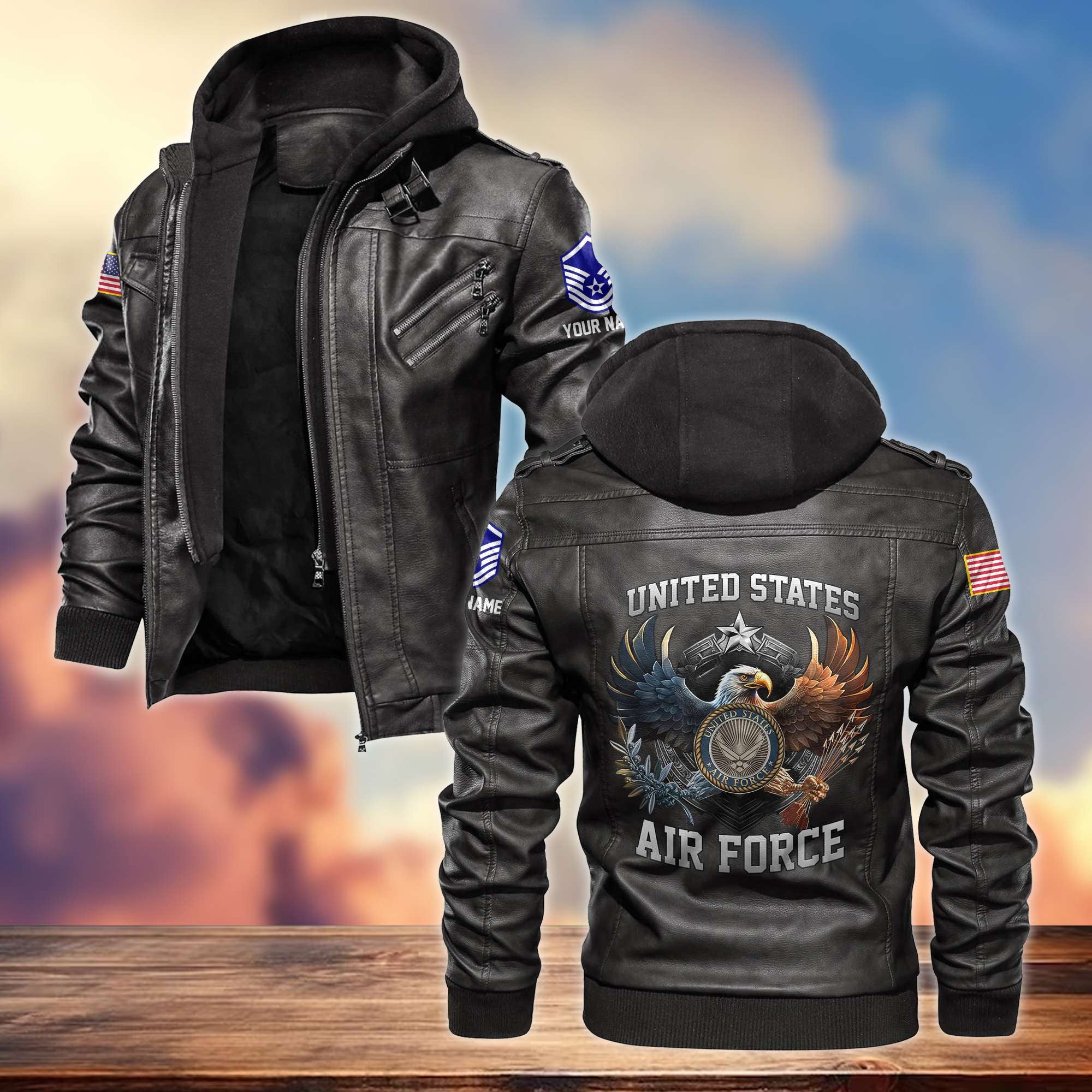 Premium Custom Name, Rank, USAF Leather Jacket VPVC700904, Gifts For Air Force Veteran