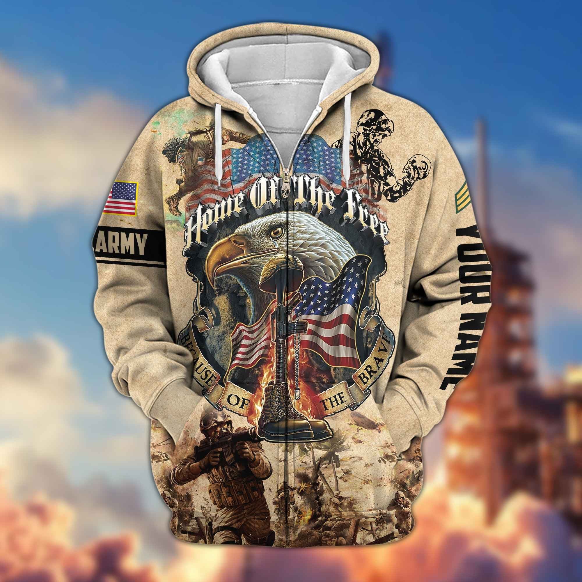 Premium Custom US Army Zip Hoodie VPVC602101, Gifts For Army Veteran