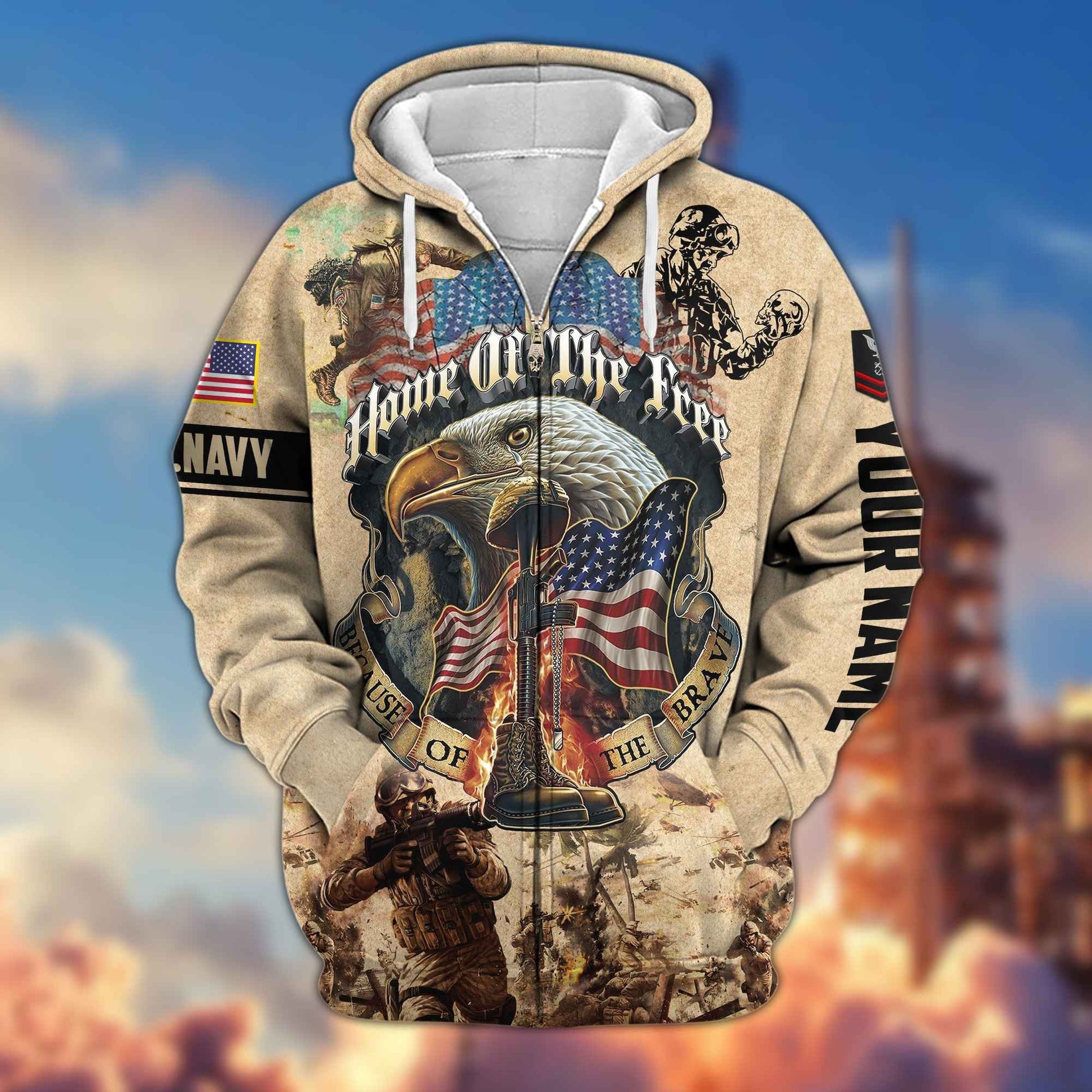 Premium Custom US Navy Zip Hoodie VPVC602102, Gifts For Navy Veteran