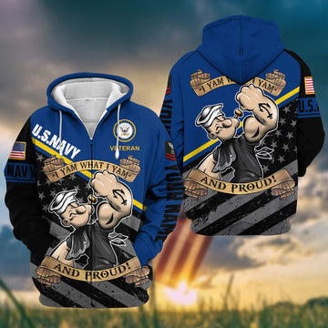 Premium US Navy Zip Hoodie VPVC602023, Custom Name, Rank, Gifts For Navy Veteran