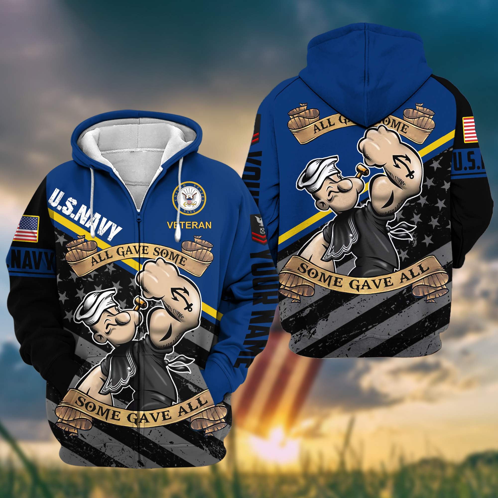 Premium US Navy Zip Hoodie VPVC602024, Custom Name, Rank, Gifts For Navy Veteran