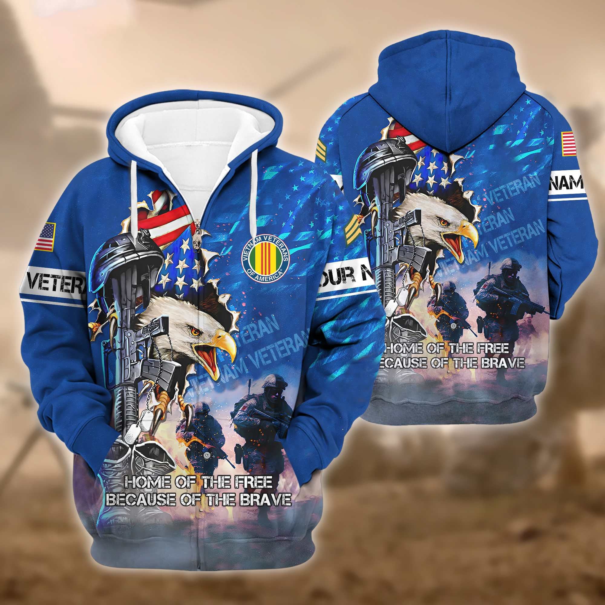 Premium Custom Vietnam Veterans Zip Hoodie VPVC602306, Custom Name, Rank, Gifts For Vietnam Veterans