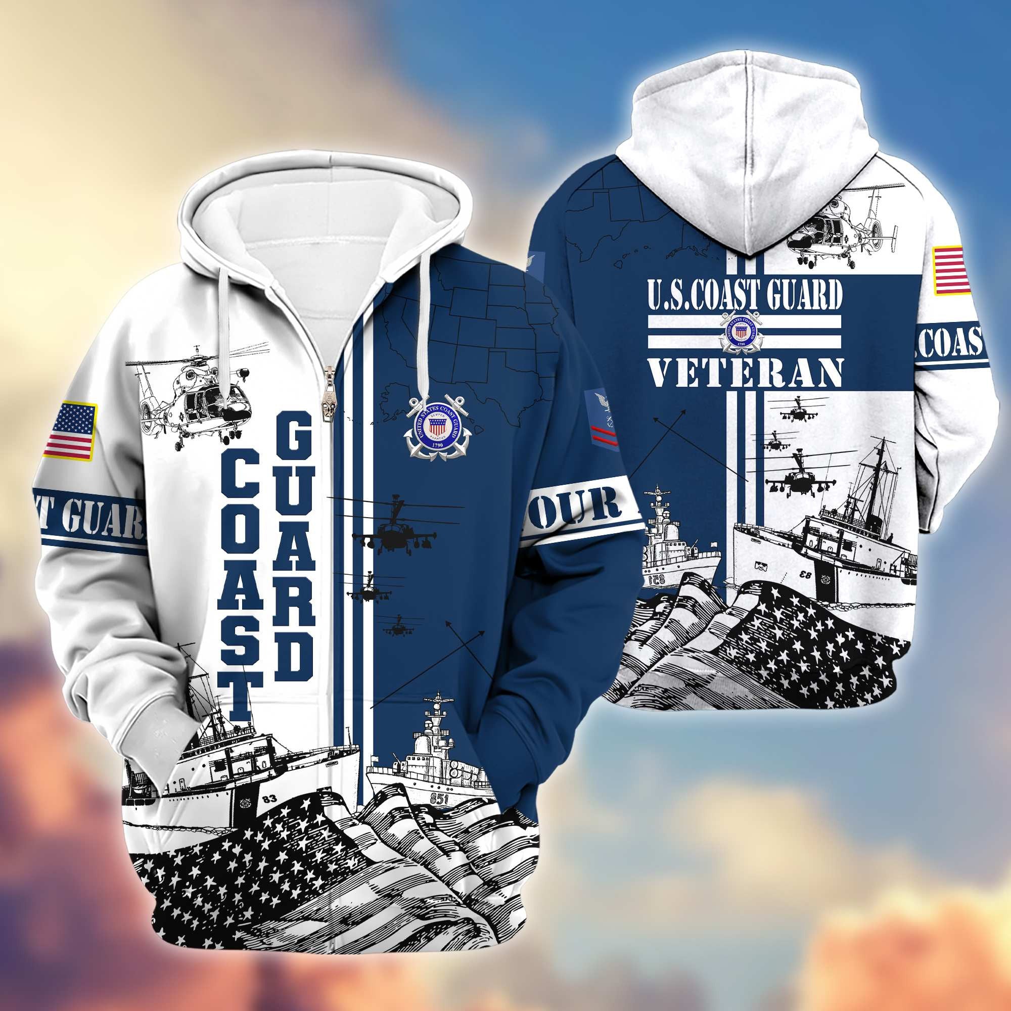 Premium USCG Zip Hoodie VPVC601005, Gifts For Coast Guard Veteran