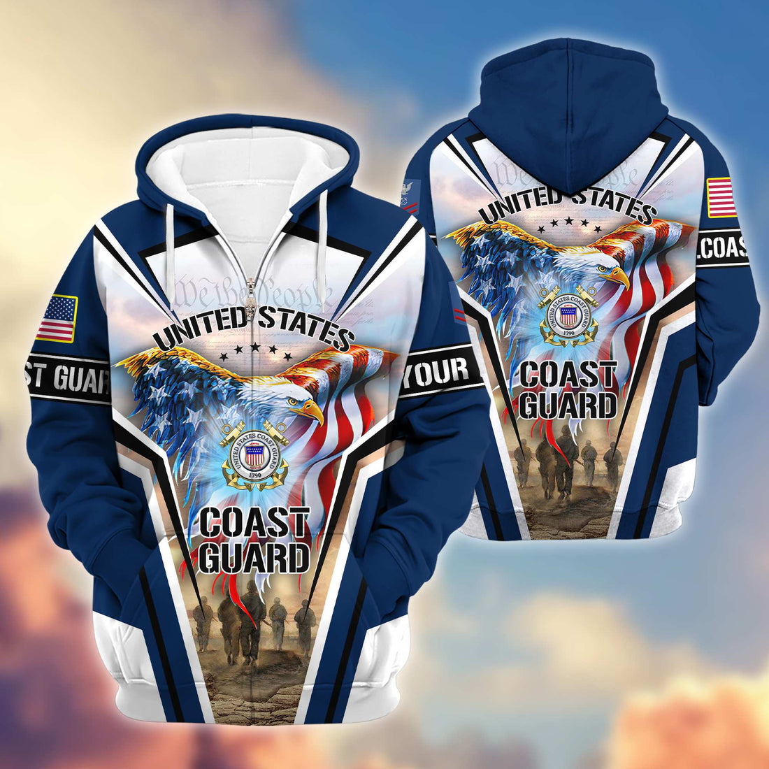 Premium USCG Zip Hoodie VPVC600905, Custom Name, Rank, Gifts For Coast Guard Veteran